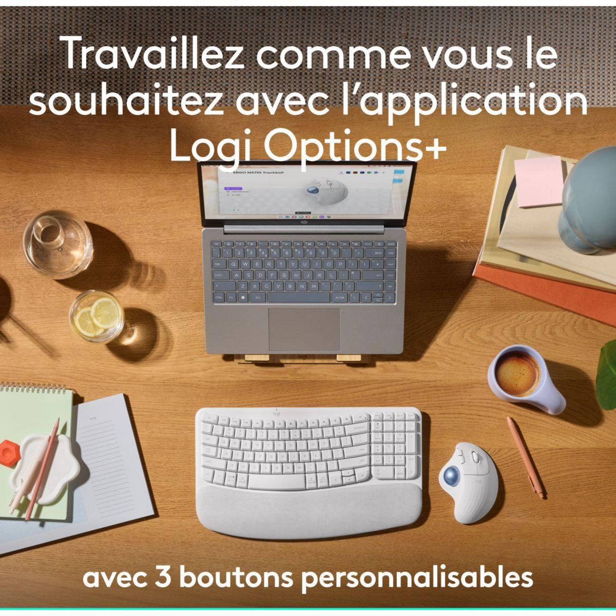Logitech Souris sans fil Ergo M575S Blanc cassé
