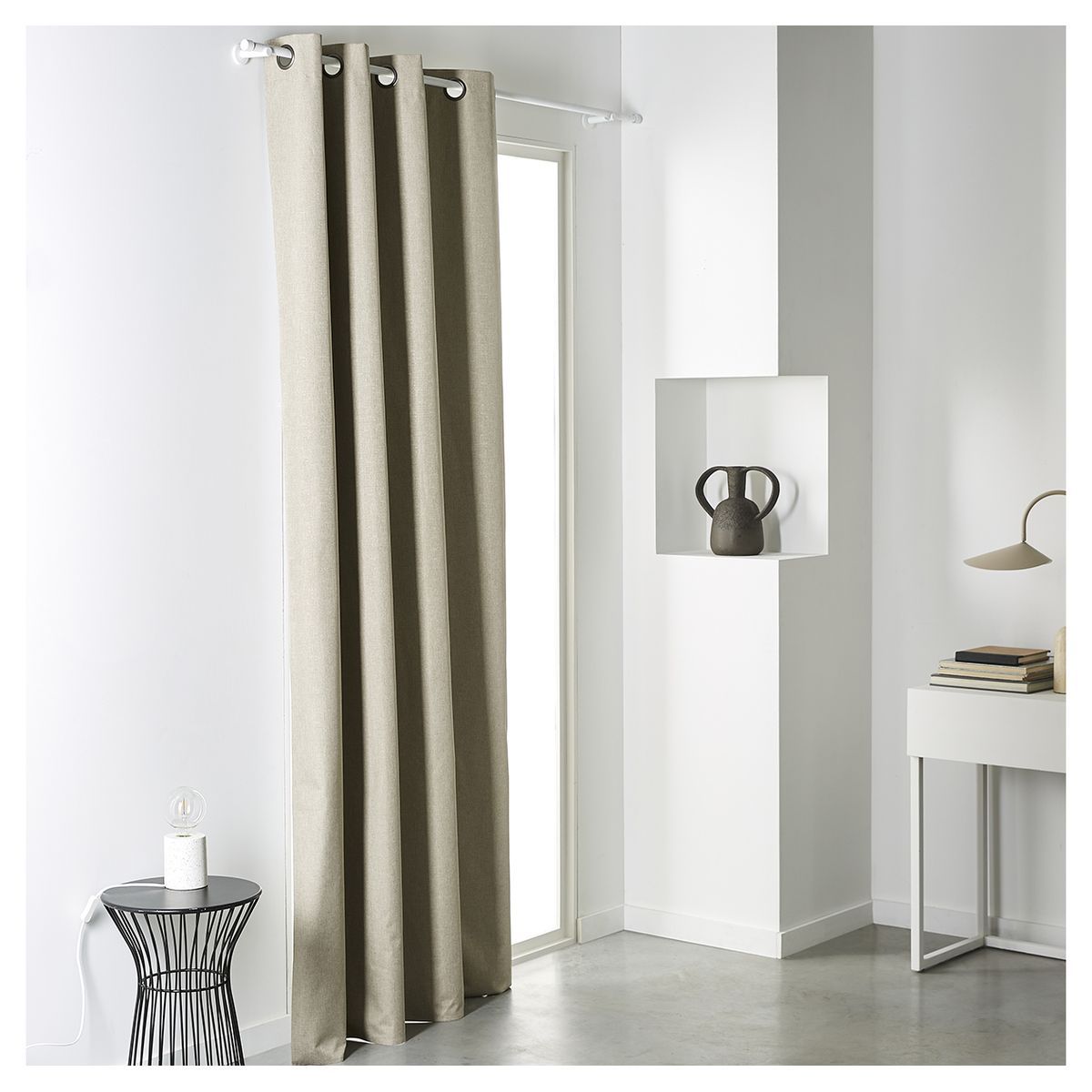 TODAY Rideau uni occultant effet Lin à oeillets