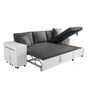 Voir la diapositive 3 : Canapé angle droit convertible + 2 poufs + coffre tissu simili ANETTA