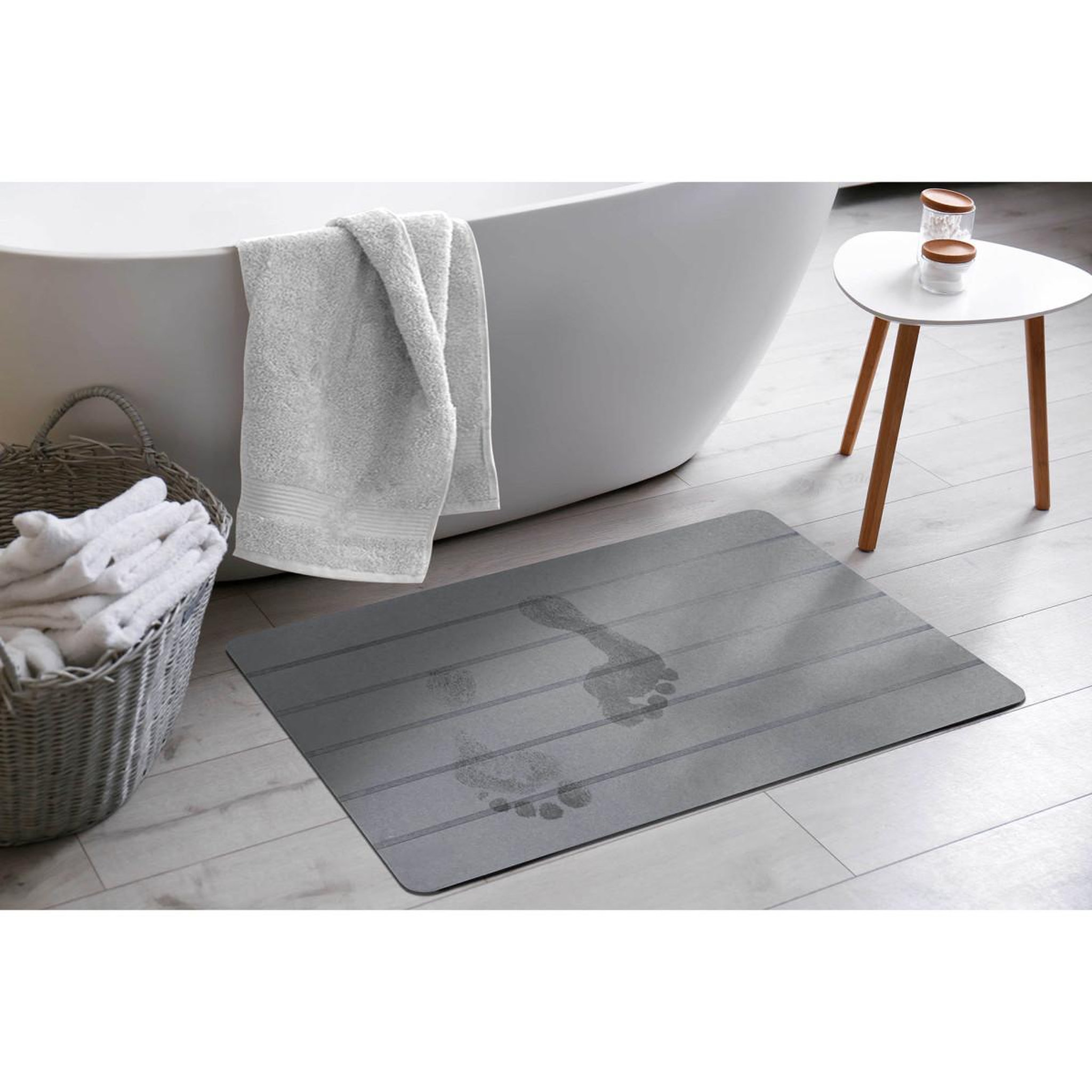 Voir la diapositive 3 : Douceur d'Intérieur Tapis de bain en diatomite  baline  50x70cm gris