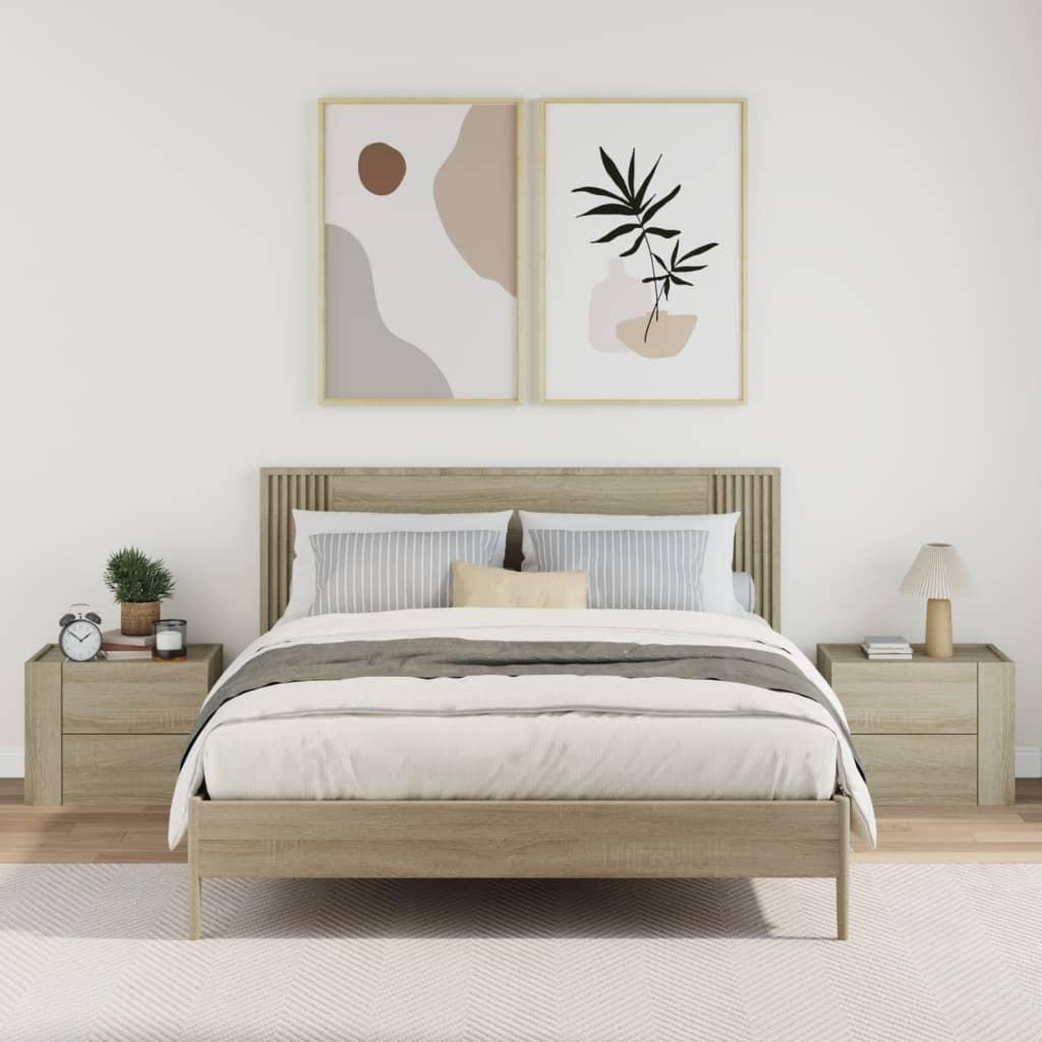 Voir la diapositive 3 : VIDAXL Tables de chevet murales 2 pcs chene sonoma 45x30x35 cm