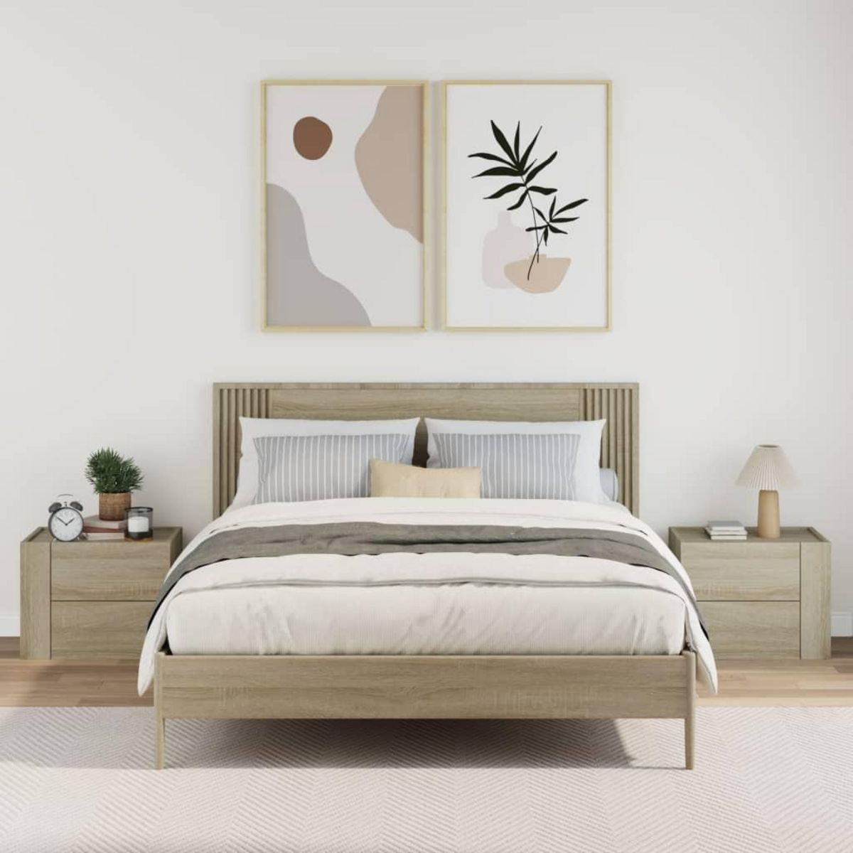 VIDAXL Tables de chevet murales 2 pcs chene sonoma 45x30x35 cm