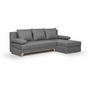 Voir la diapositive 3 : MARKET24 Canapé d'angle convertible - Tissu Gris - L 197 x P 91/132 x H 82 cm - TEIJO