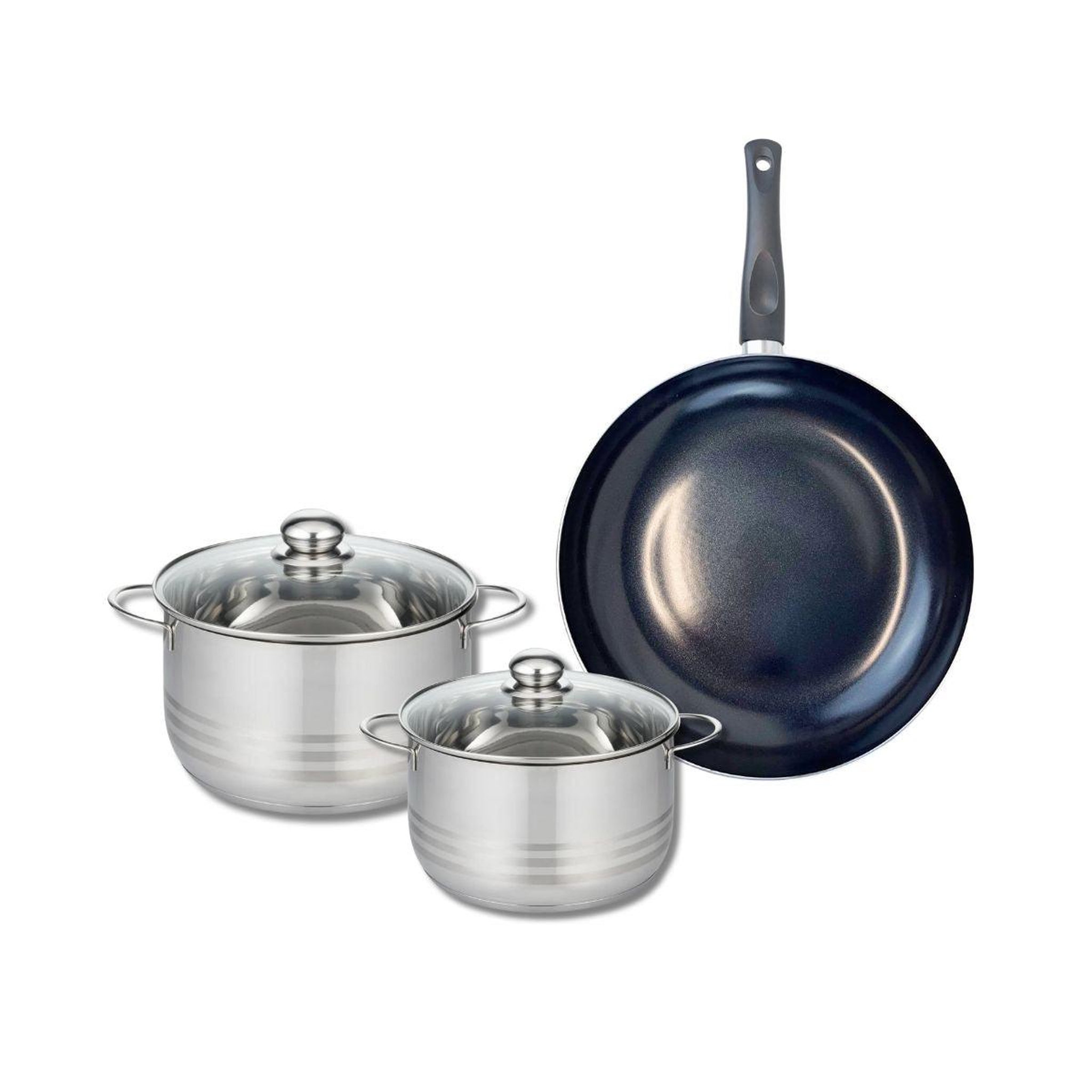 ELO Ensemble de 1 poêle de cuisson 32 cm et 2 faitouts 20 et 24 cm elo prima brillant