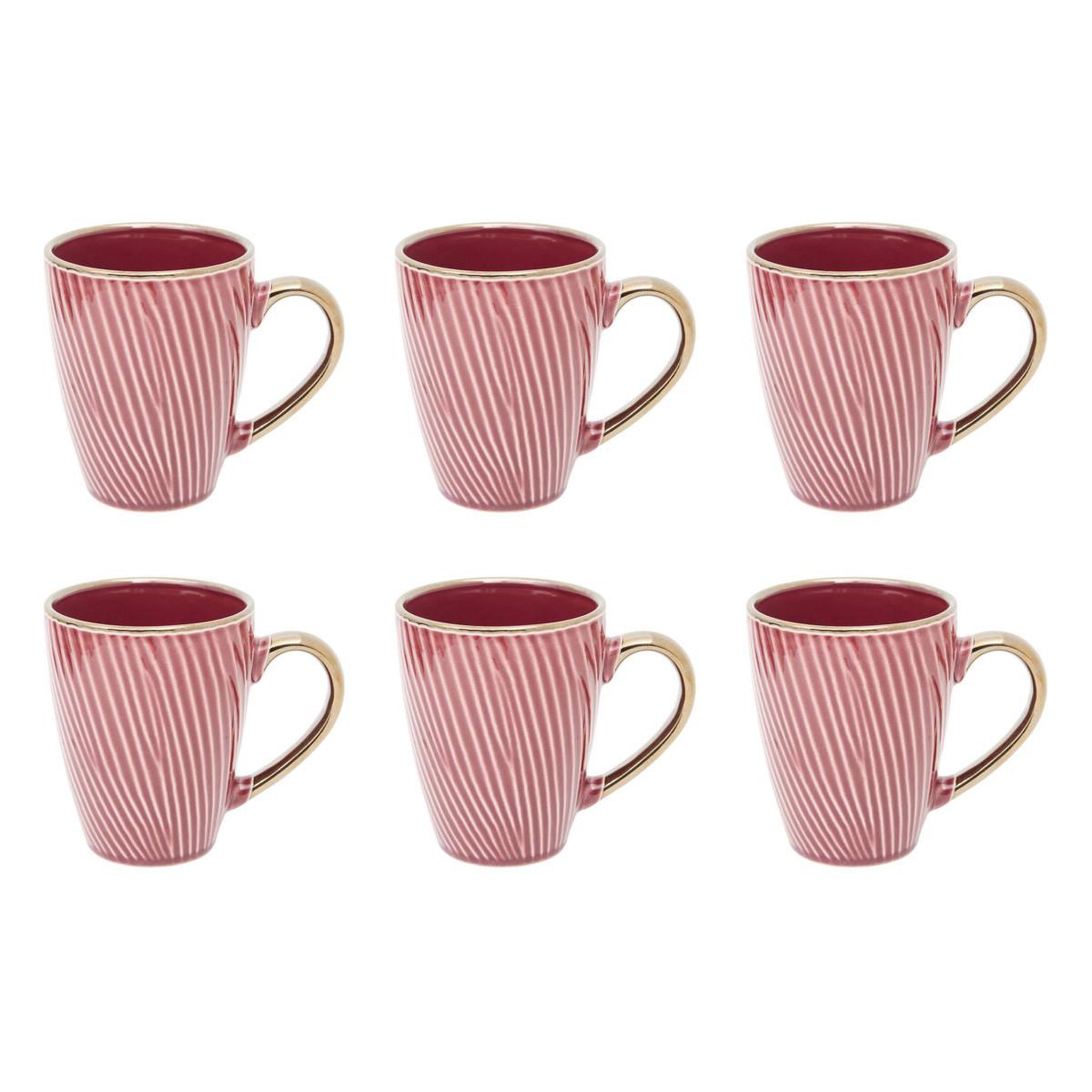 SECRET DE GOURMET Lot de 6 mugs en faïence  ella  35cl rouge grenat