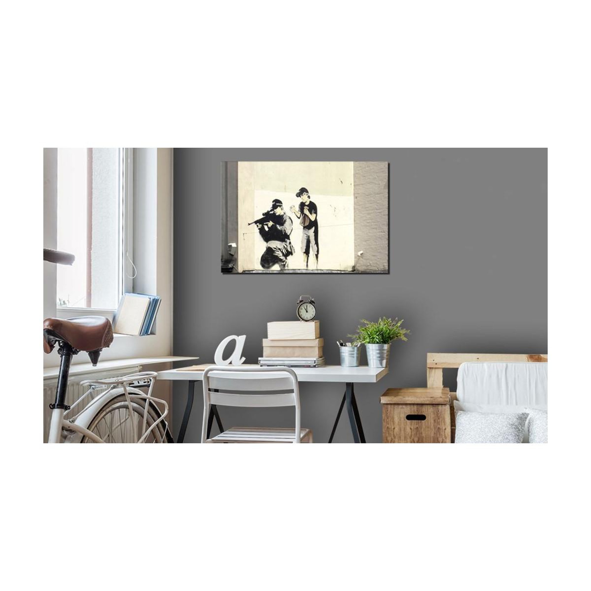 Voir la diapositive 2 : Paris Prix Tableau Imprimé  Sniper & Child - Banksy