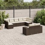 VIDAXL Salon de jardin avec coussins 9 pcs marron resine tressee
