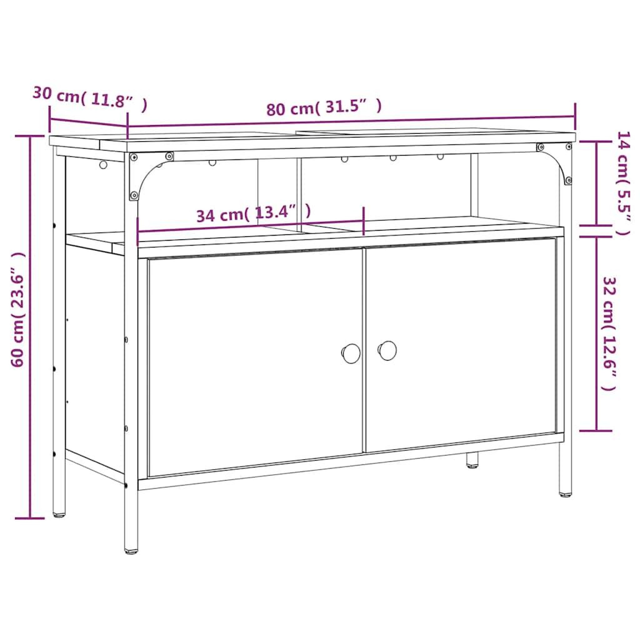 Voir la diapositive 6 : VIDAXL Armoire lavabo de salle de bain sonoma gris 80x30x60 cm