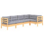 Voir la diapositive 3 : VIDAXL Salon de jardin 5 pcs avec coussins gris bois de pin