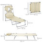 Voir la diapositive 3 : OUTSUNNY Bain de soleil pliable inclinable 4 positions - espace visage rembourré - acier oxford beige