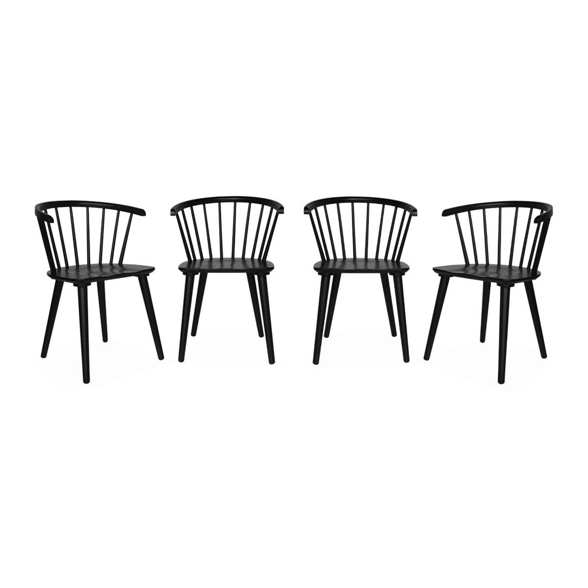 SWEEEK Lot de 4 chaises noires à barreaux en bois et contreplaqué. Paula. L 51 x P 53 x H 75cm