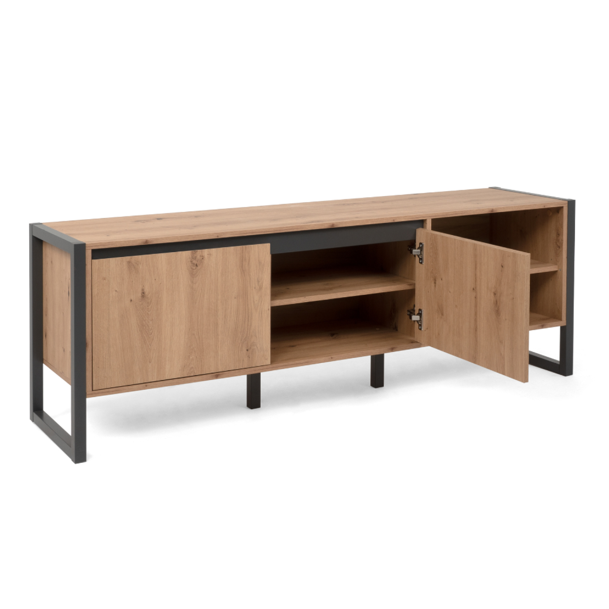 Voir la diapositive 4 : CONCEPT USINE Meuble tv industriel en bois avec placards kotor