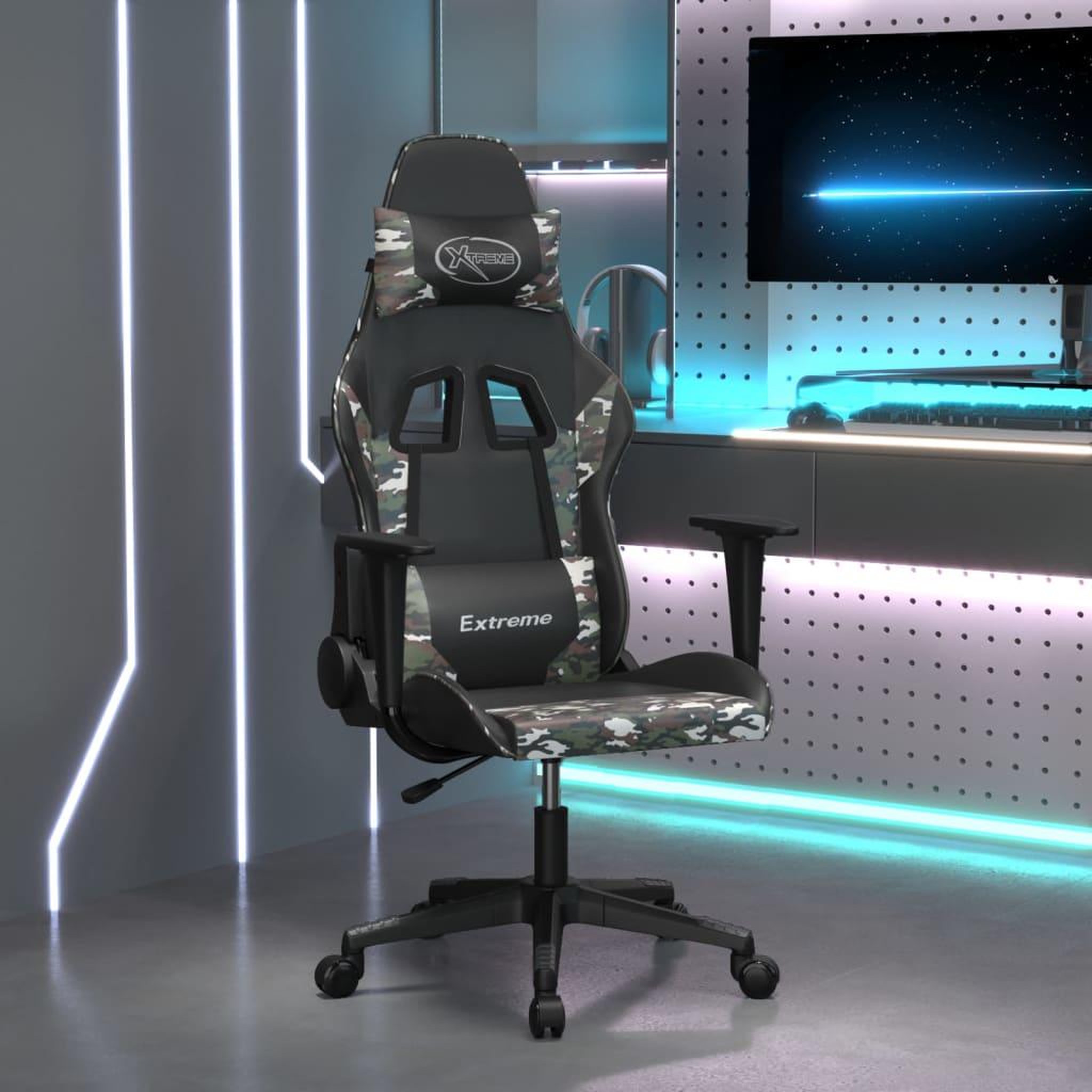 VIDAXL Chaise de jeu Noir et camouflage Similicuir