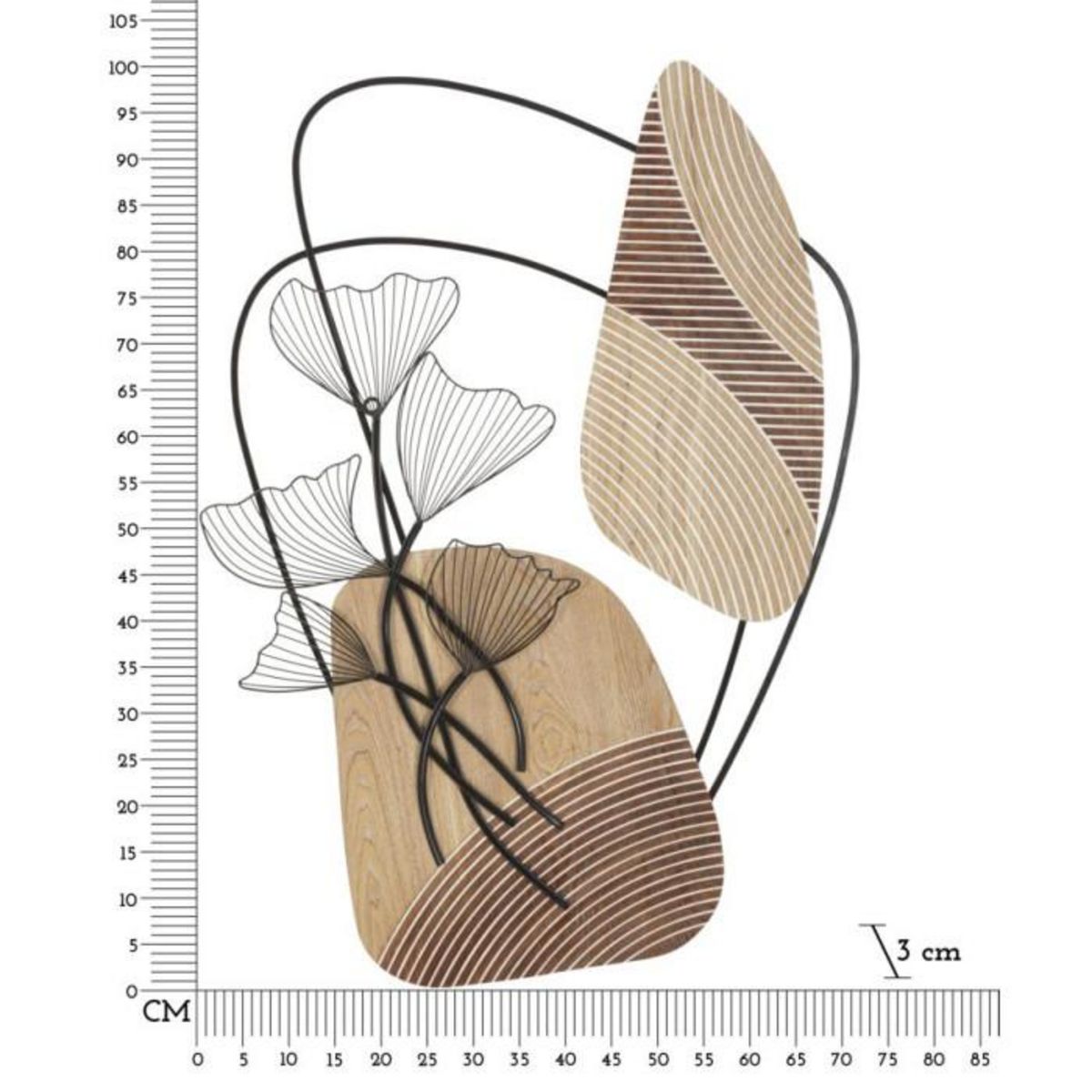 Paris Prix Décoration Murale en Métal  Tali  100cm Naturel & Noir