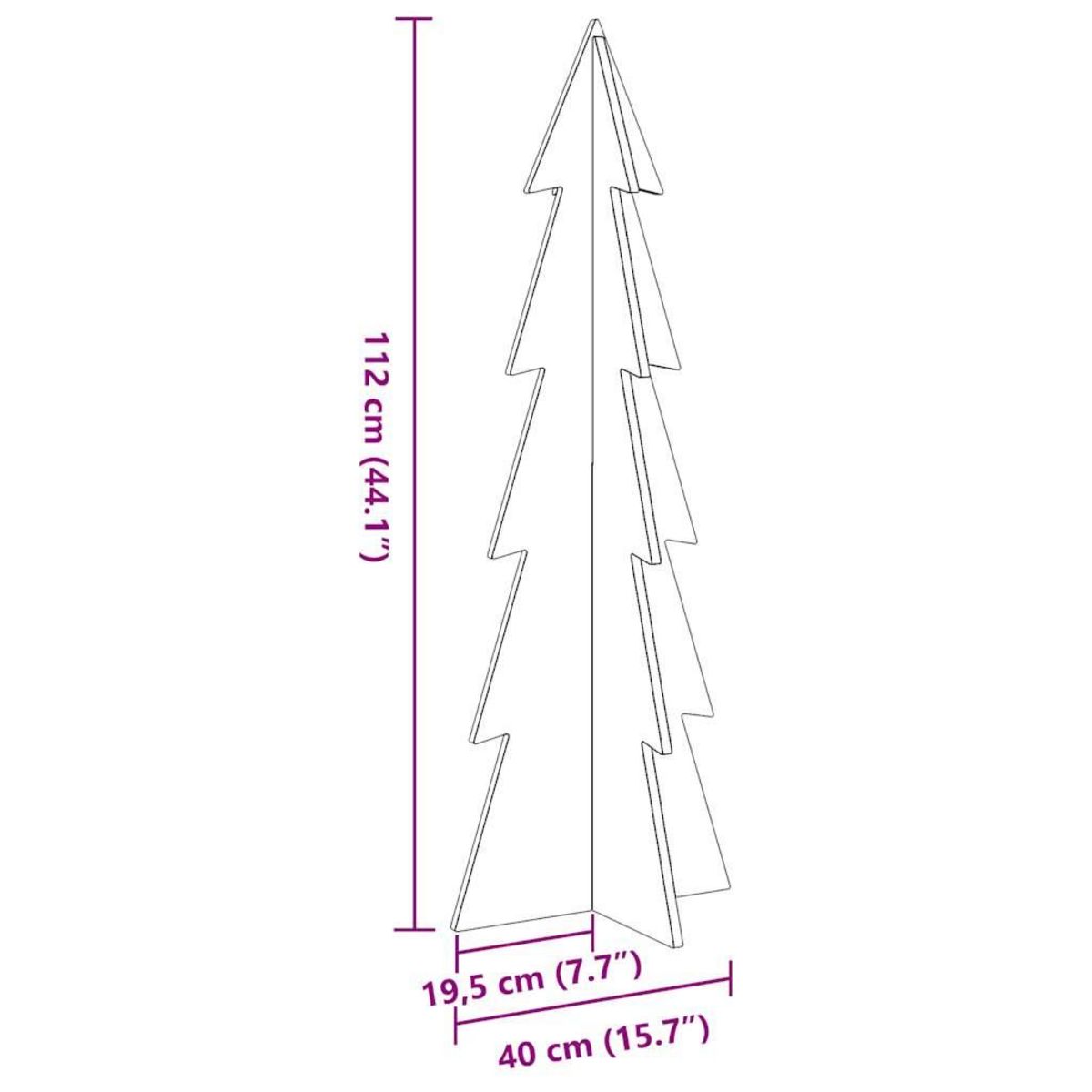 VIDAXL Arbre de Noël en bois pour decoration 112 cm bois de pin massif