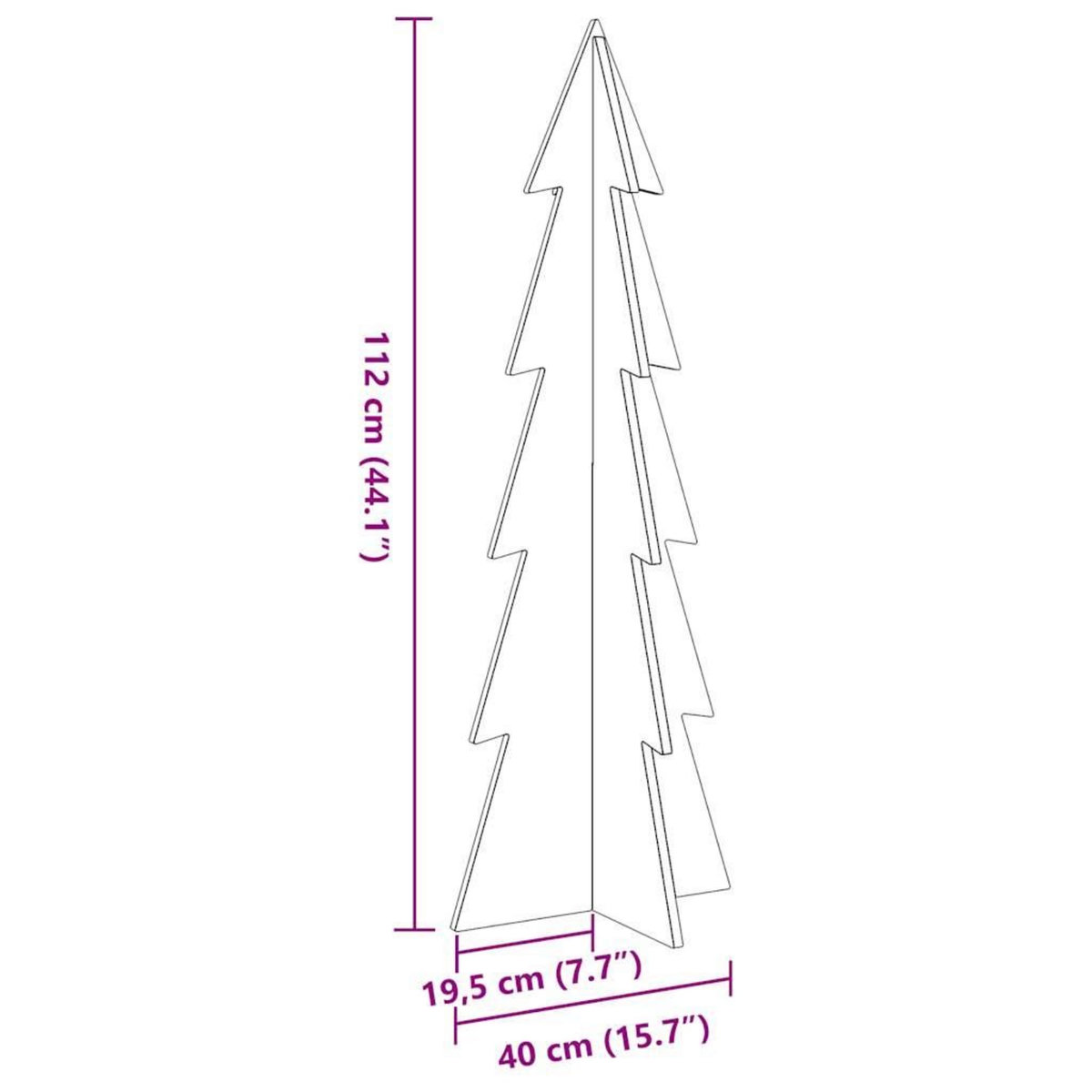 VIDAXL Arbre de Noël en bois pour decoration 112 cm bois de pin massif
