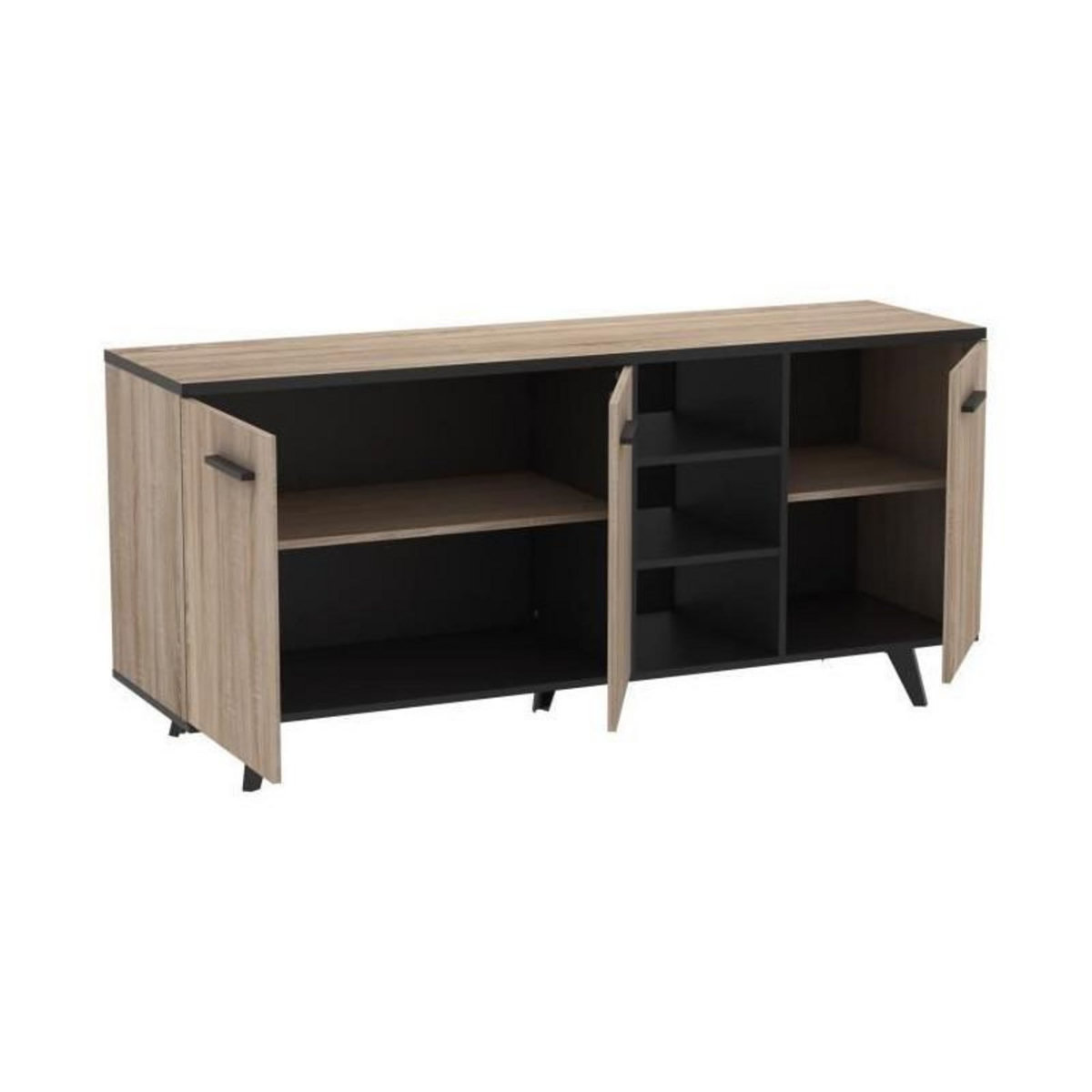 Demeyere DEMEYERE Ensemble sejour Enfilade + Table haute + Vitrine - Decor chene brosse - WAYNE