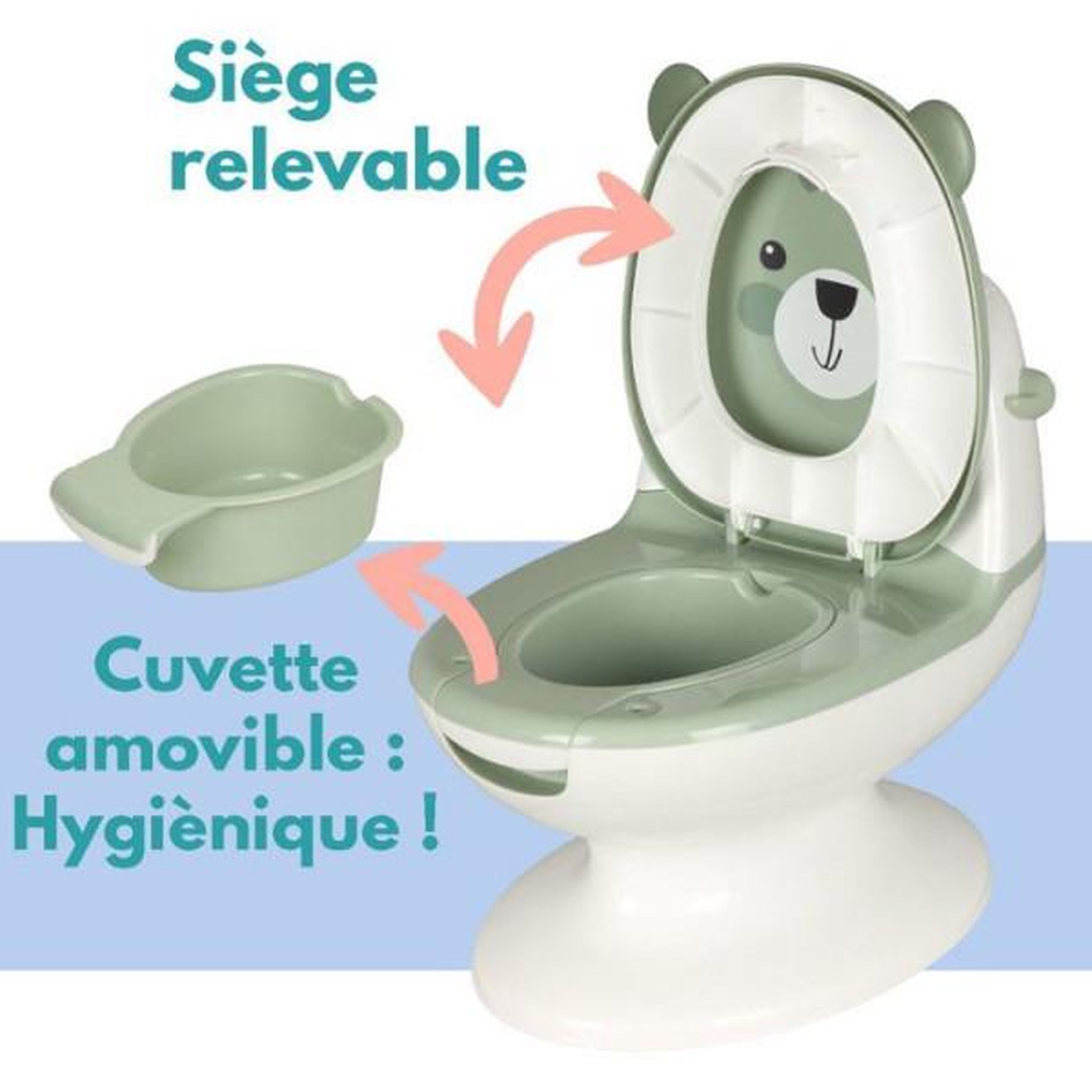 Voir la diapositive 4 : BAMBISOL Mini toilettes pour bébé - BAMBISOL - Ourson - Vert Amande