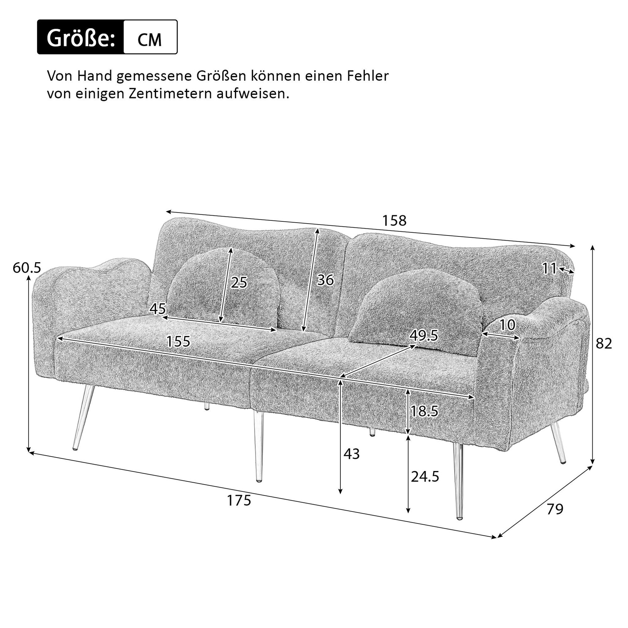 Voir la diapositive 3 : MERAX Canapé droit convertible 2 places tissu