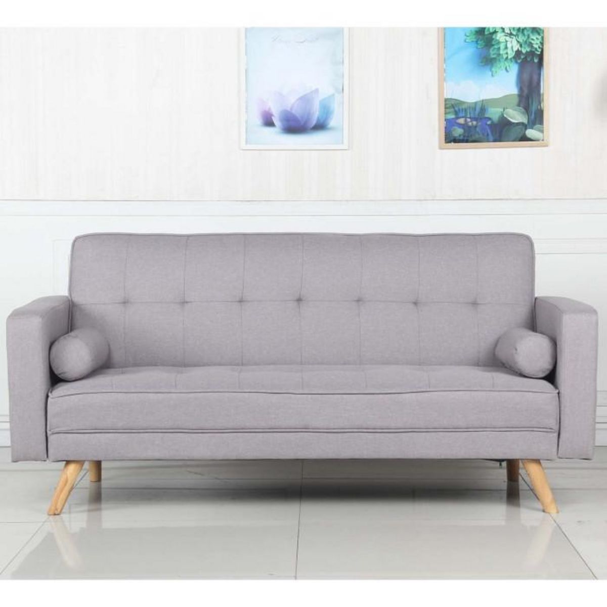 Paris Prix Canapé Convertible 3 Places Scandinave  Navya  Gris Clair