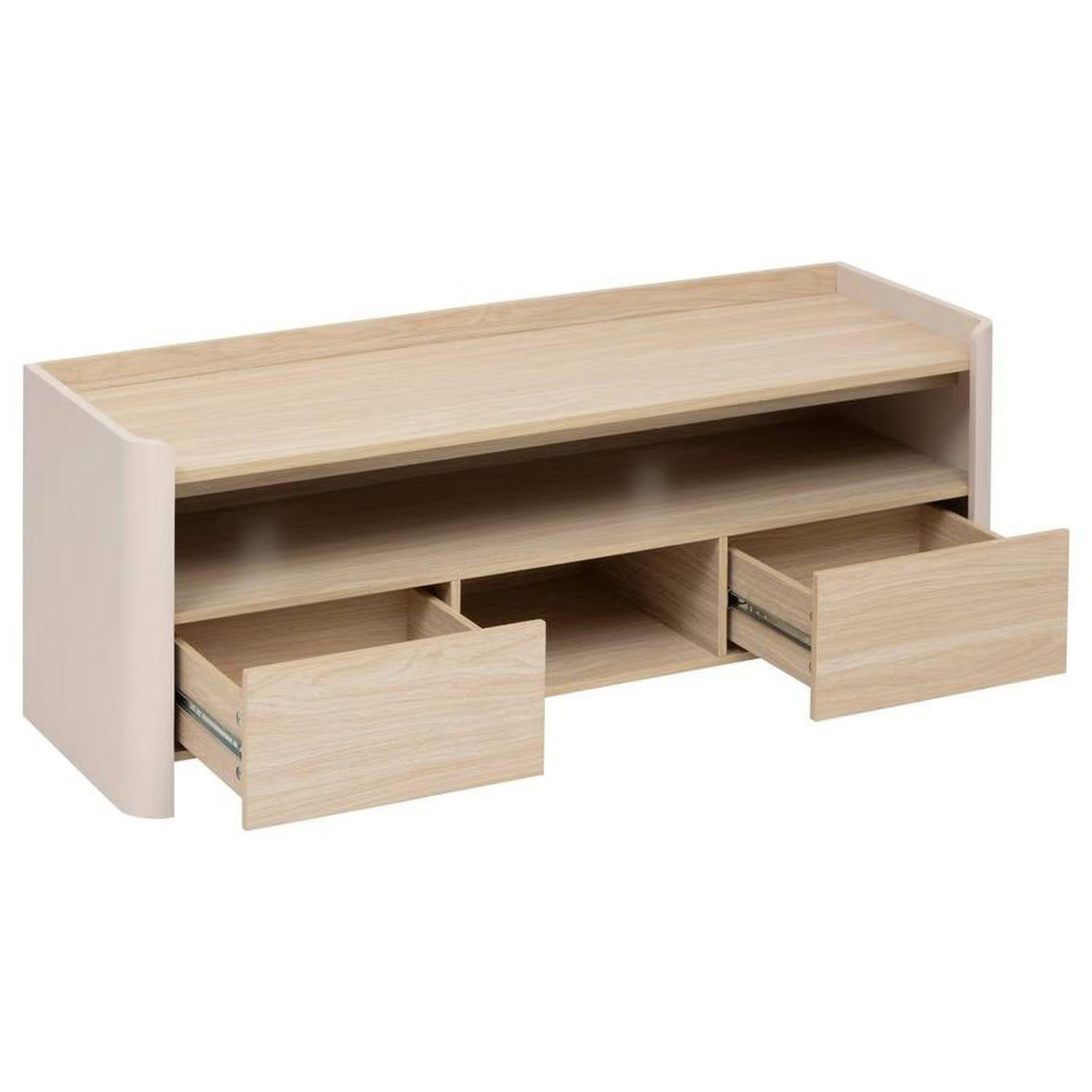 Voir la diapositive 3 : FIVE Meuble tv 2 tiroirs roundy - beige