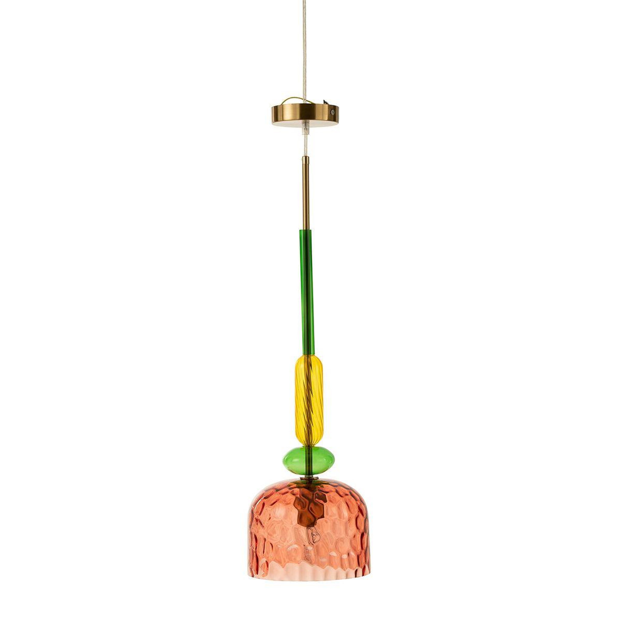 J-LINE Lampe Suspension en Verre  Fiona  160cm Rouge