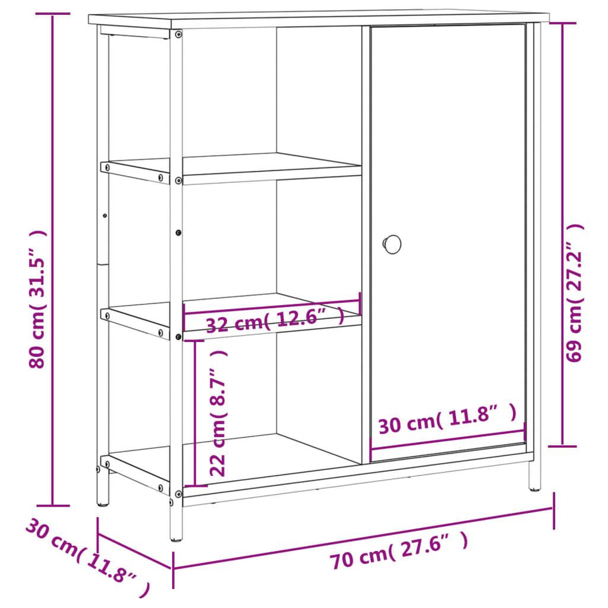 Voir la diapositive 6 : VIDAXL Buffet chene fume 70x30x80 cm bois d'ingenierie