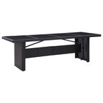 VIDAXL Table de jardin Noir 240x90x74 cm Resine tressee et verre