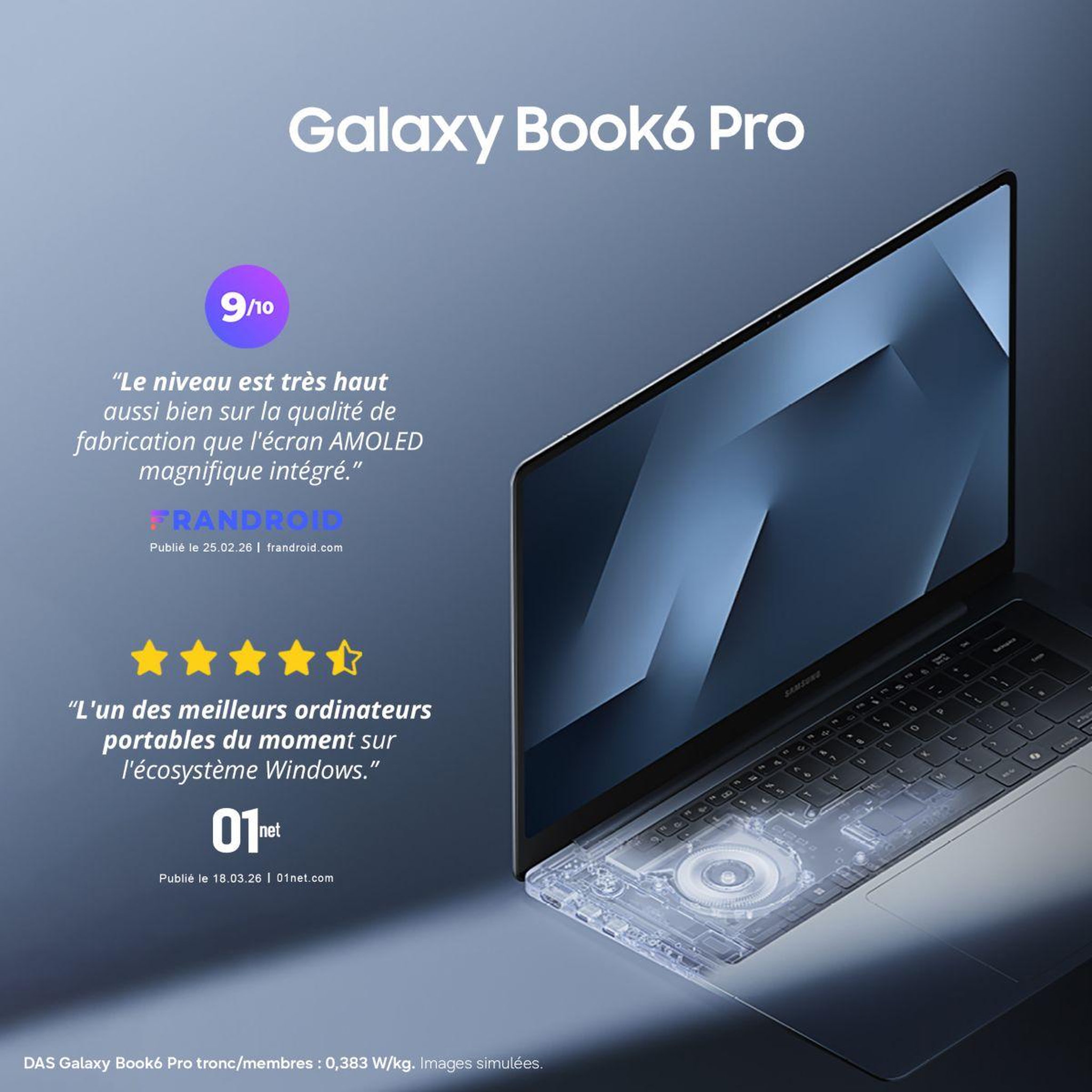 Voir la diapositive 3 : Samsung Ordinateur portable Galaxy Book6 Pro AI 14  Tactile - Intel Core Ultra X7 - 16 Go RAM - SSD 512 Go - Copilot+