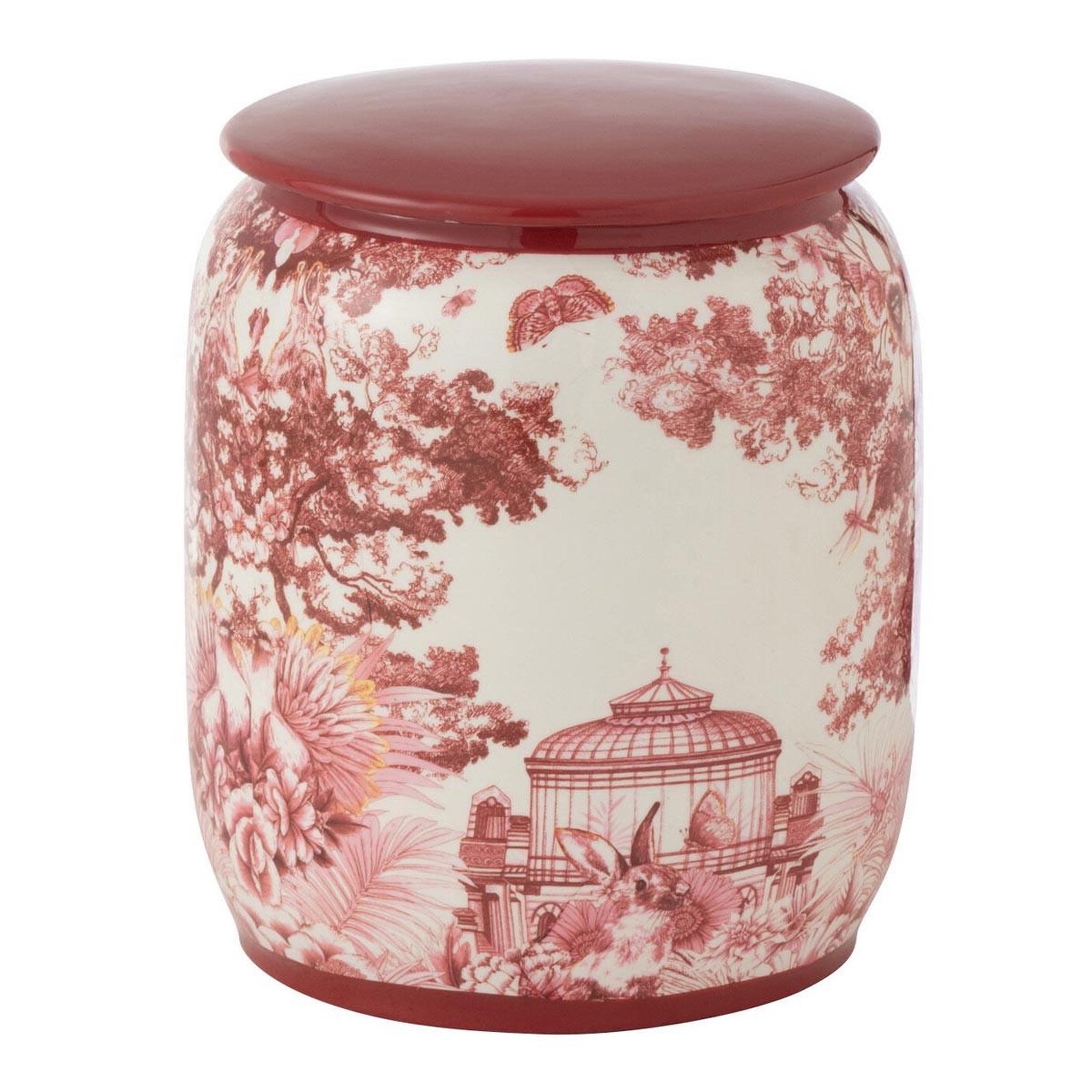 J-LINE Pot en porcelaine  moriko  23cm rouge & blanc
