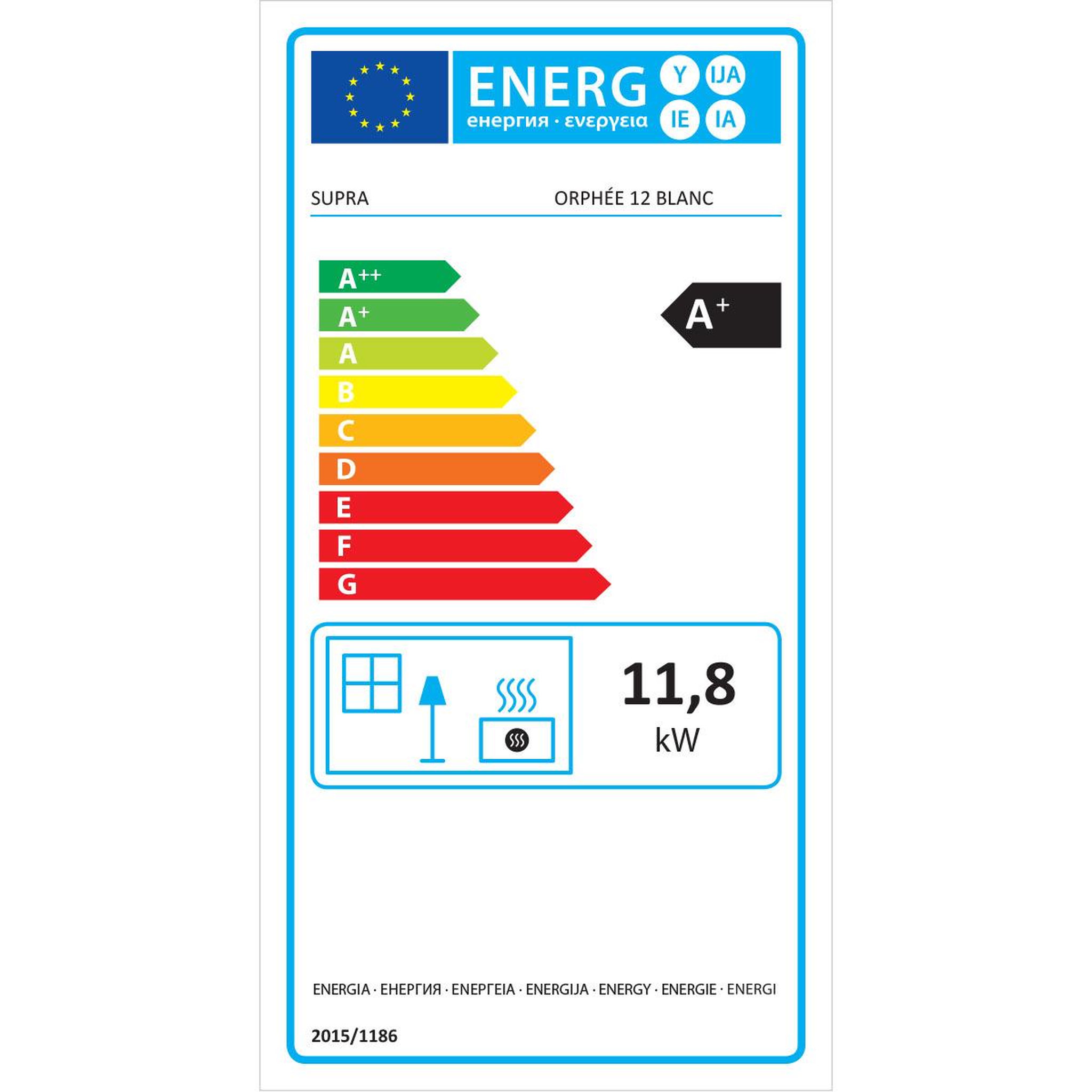 Voir la diapositive 2 : Supra Poêle à granulés de bois 11.9kw noir - orphee 12 noir