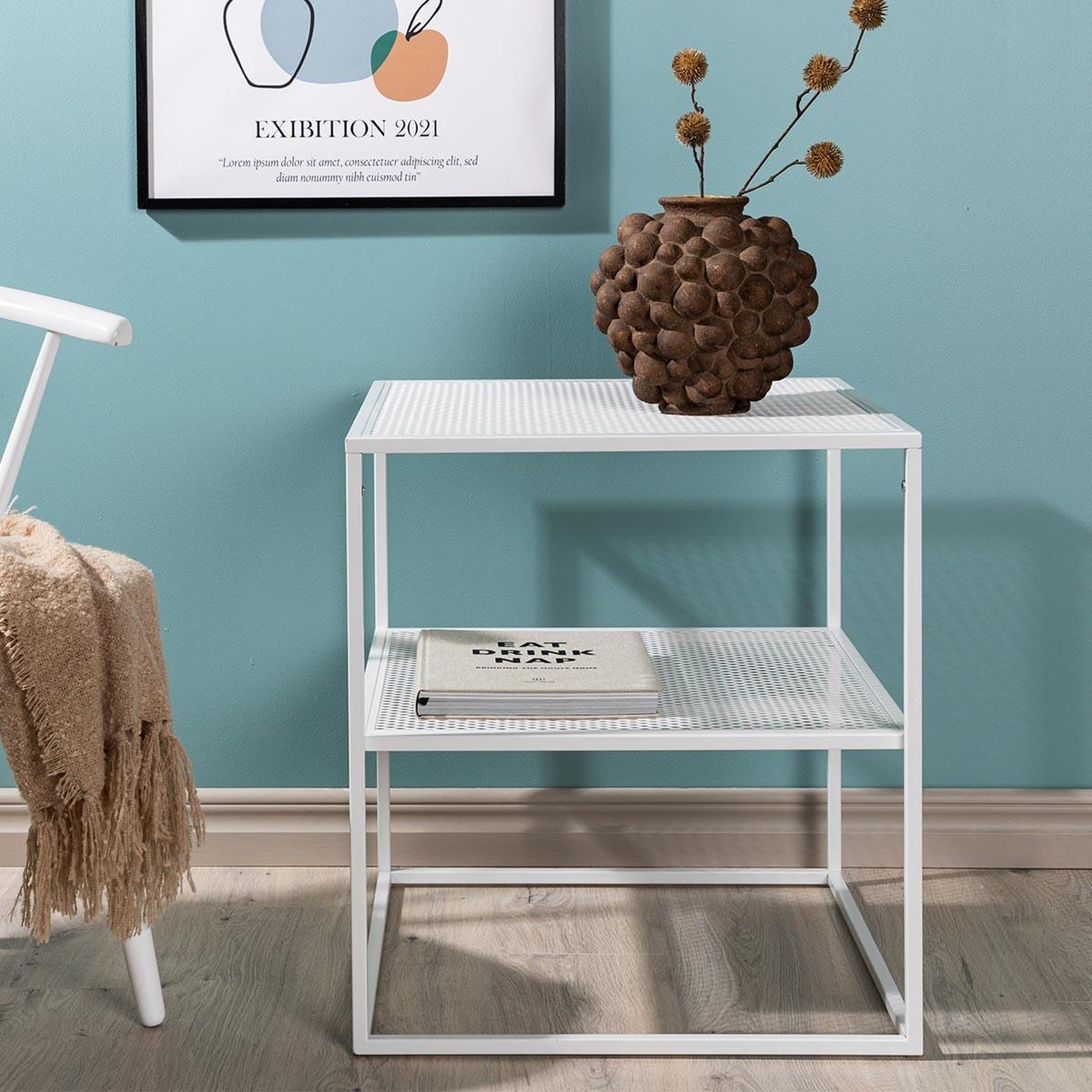 Voir la diapositive 5 : Paris Prix Table d'appoint avec étagère  netz  60cm blanc