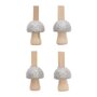 RICO DESIGN 4 pinces champignons en bois pailletées argentées