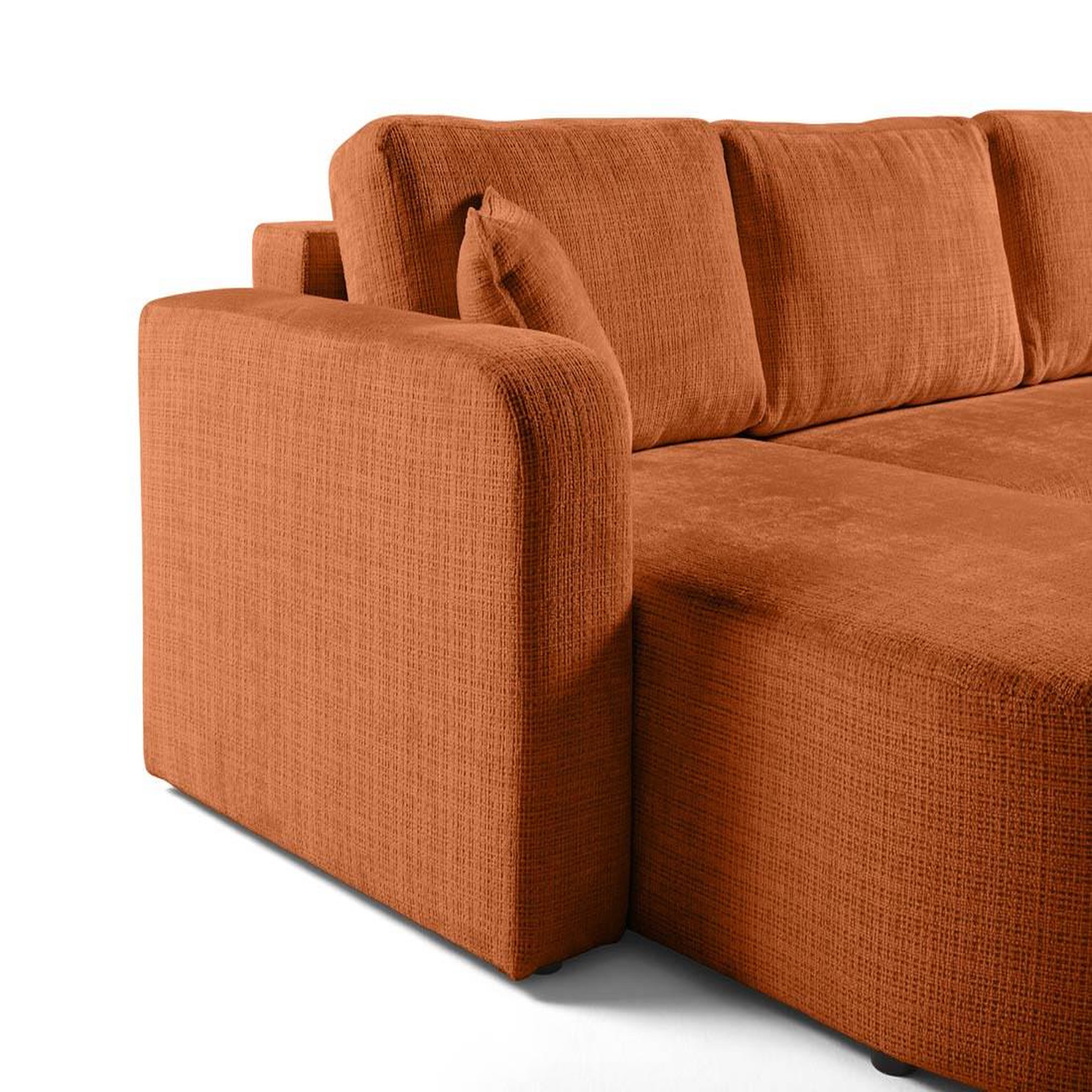Voir la diapositive 5 : BEST MOBILIER Miro - canapé panoramique en u 7 places - convertible avec coffre - en velours texturé