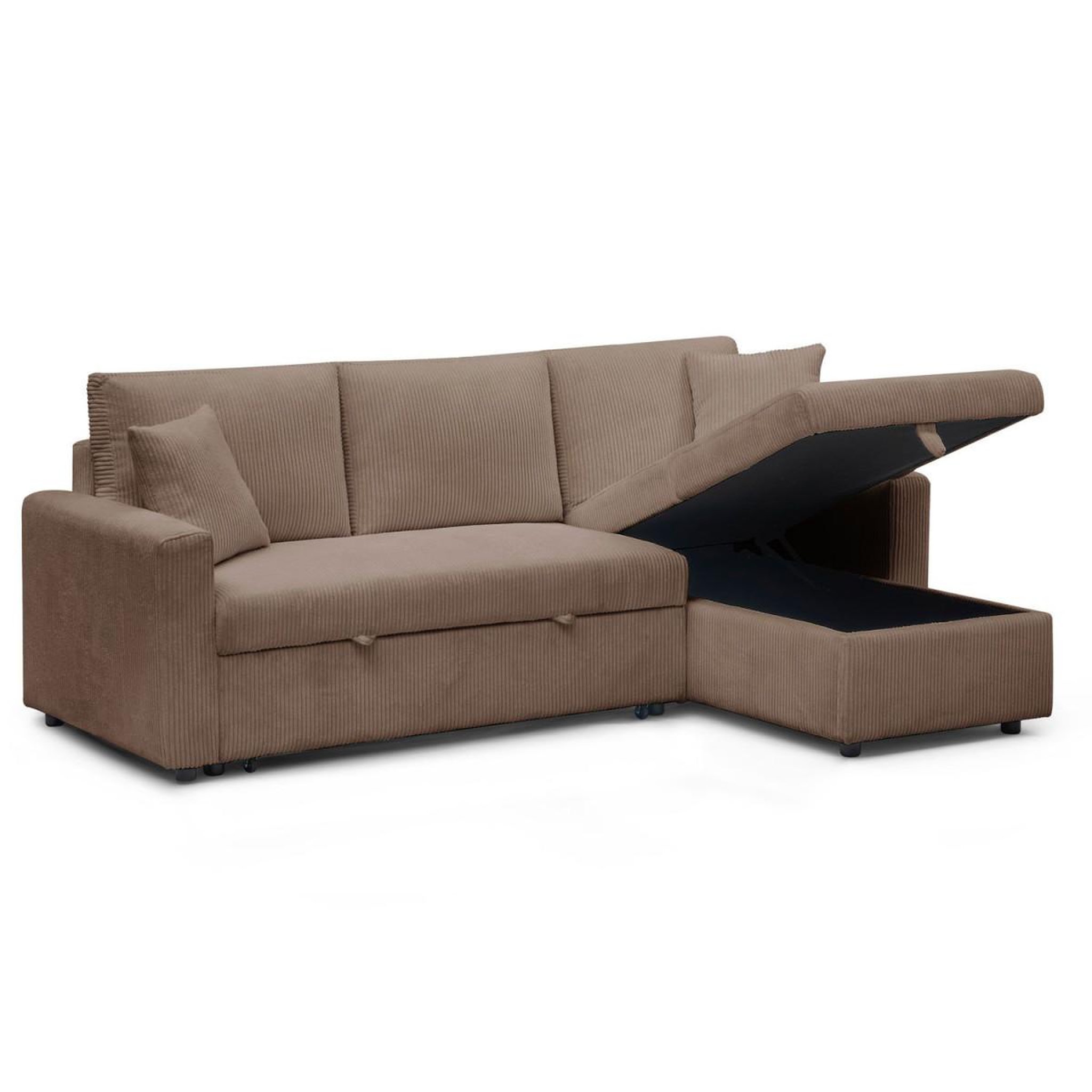 Voir la diapositive 3 : Paris Prix Canapé d'angle convertible  en velours côtelé  brooke  230cm taupe