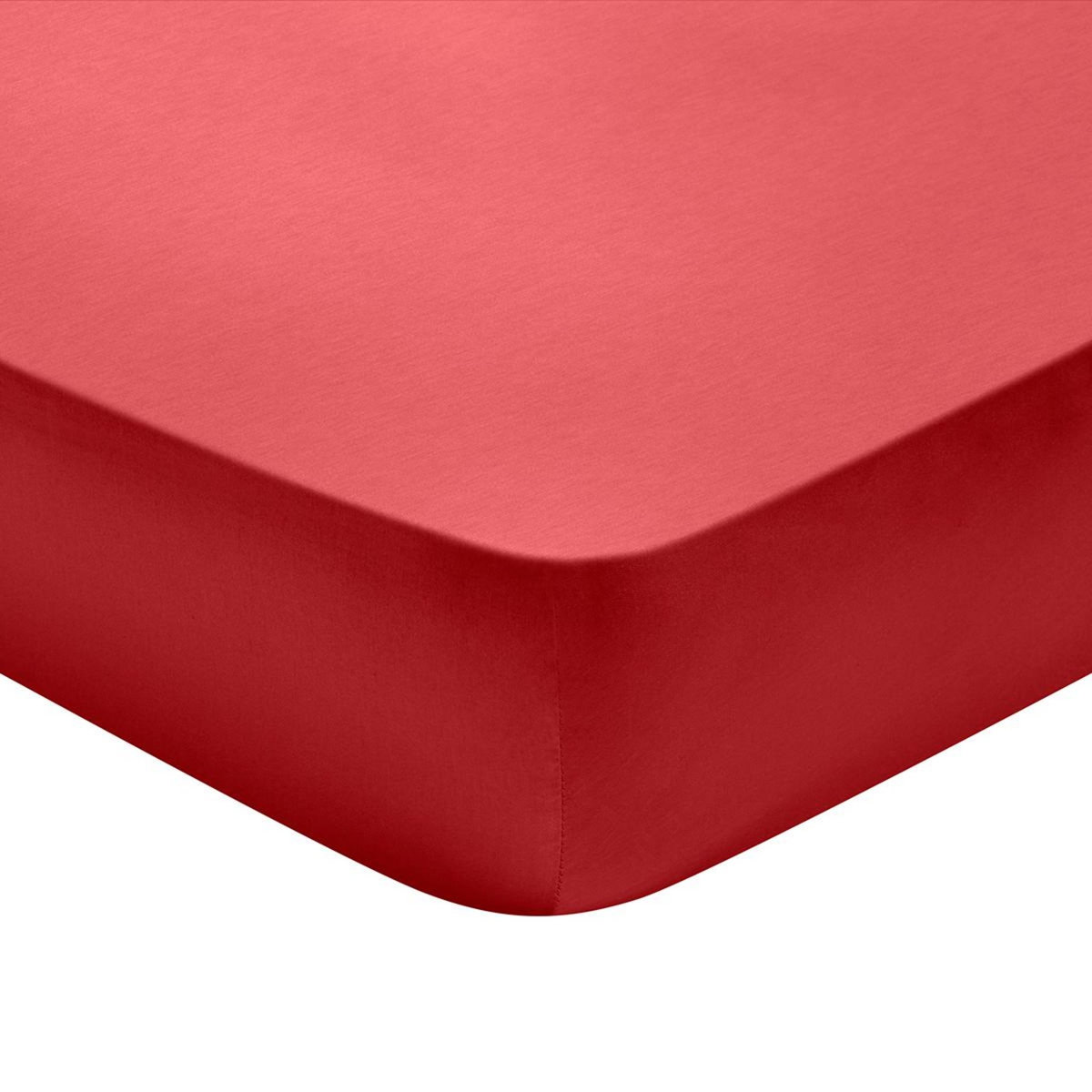 DODO Drap housse Partition Satin de coton Coloris Rouge