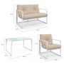 Voir la diapositive 6 : ID MARKET Salon de jardin bas NAIROBI 4 places en acier blanc et coussins beige