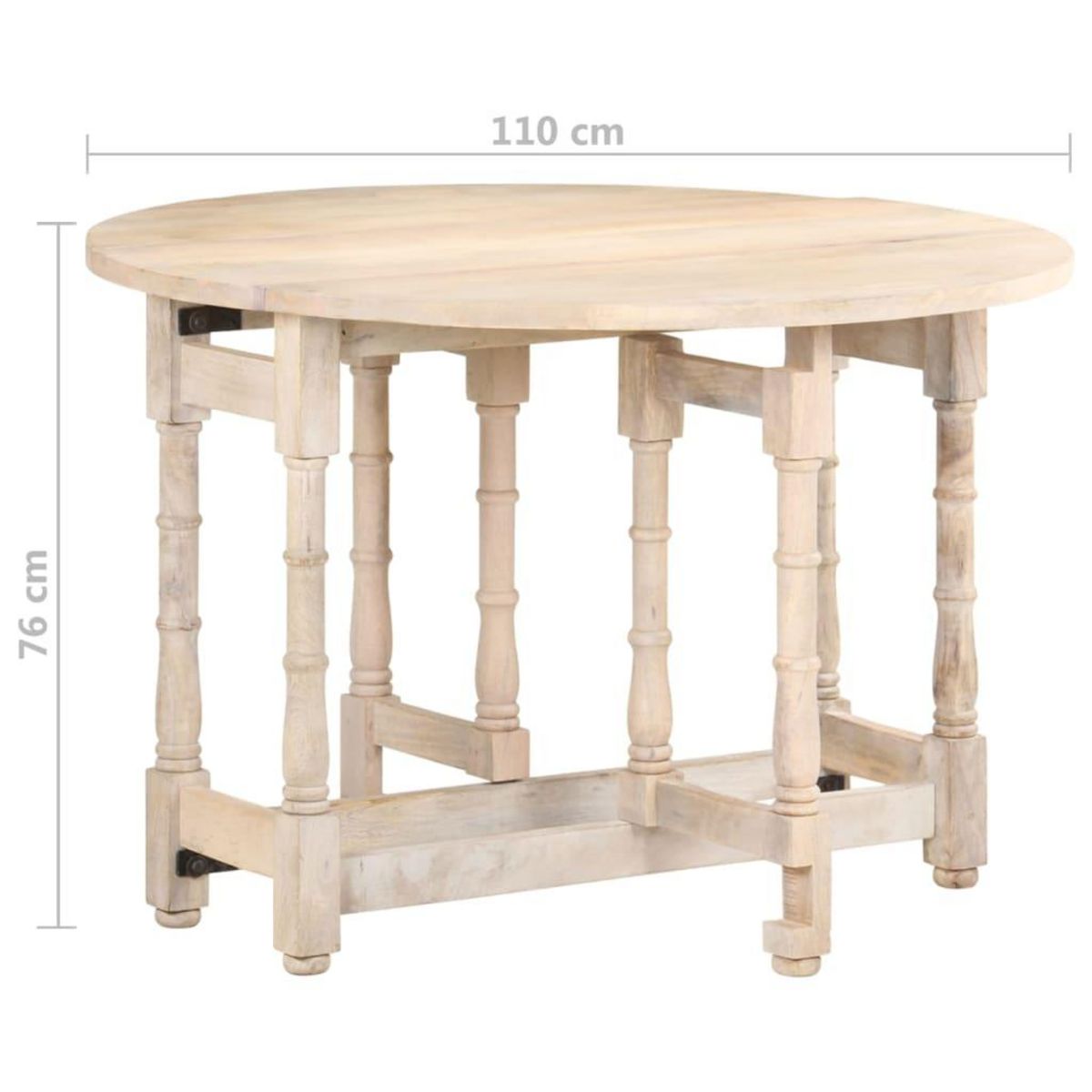 VIDAXL Table a manger Rond 110x76 cm Bois de manguier massif
