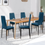 Voir la diapositive 2 : ID MARKET Lot de 6 chaises JULIA en velours bleu pour salle à manger