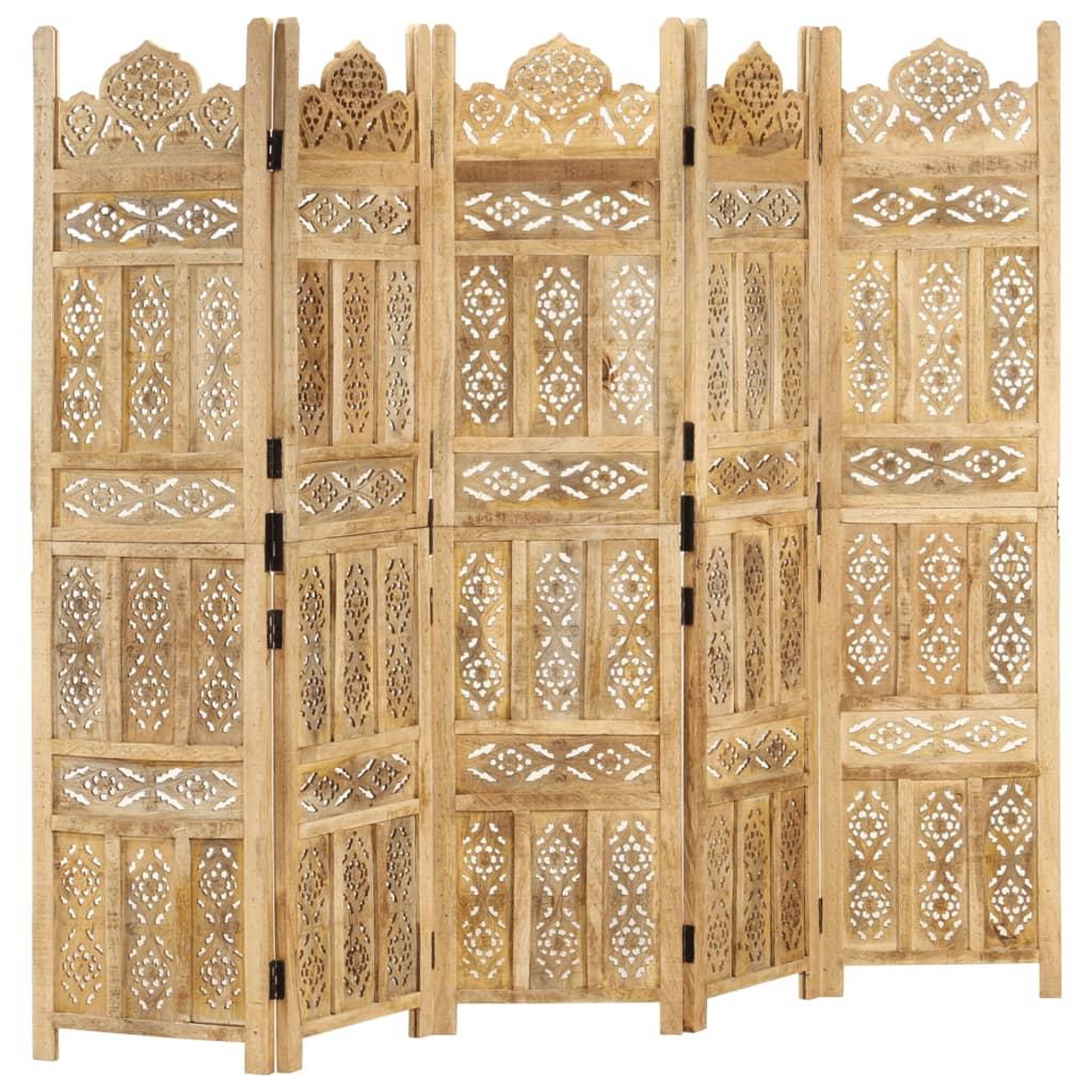 Voir la diapositive 1 : VIDAXL Cloison de separation 5 panneaux 200x165 cm Bois de manguier