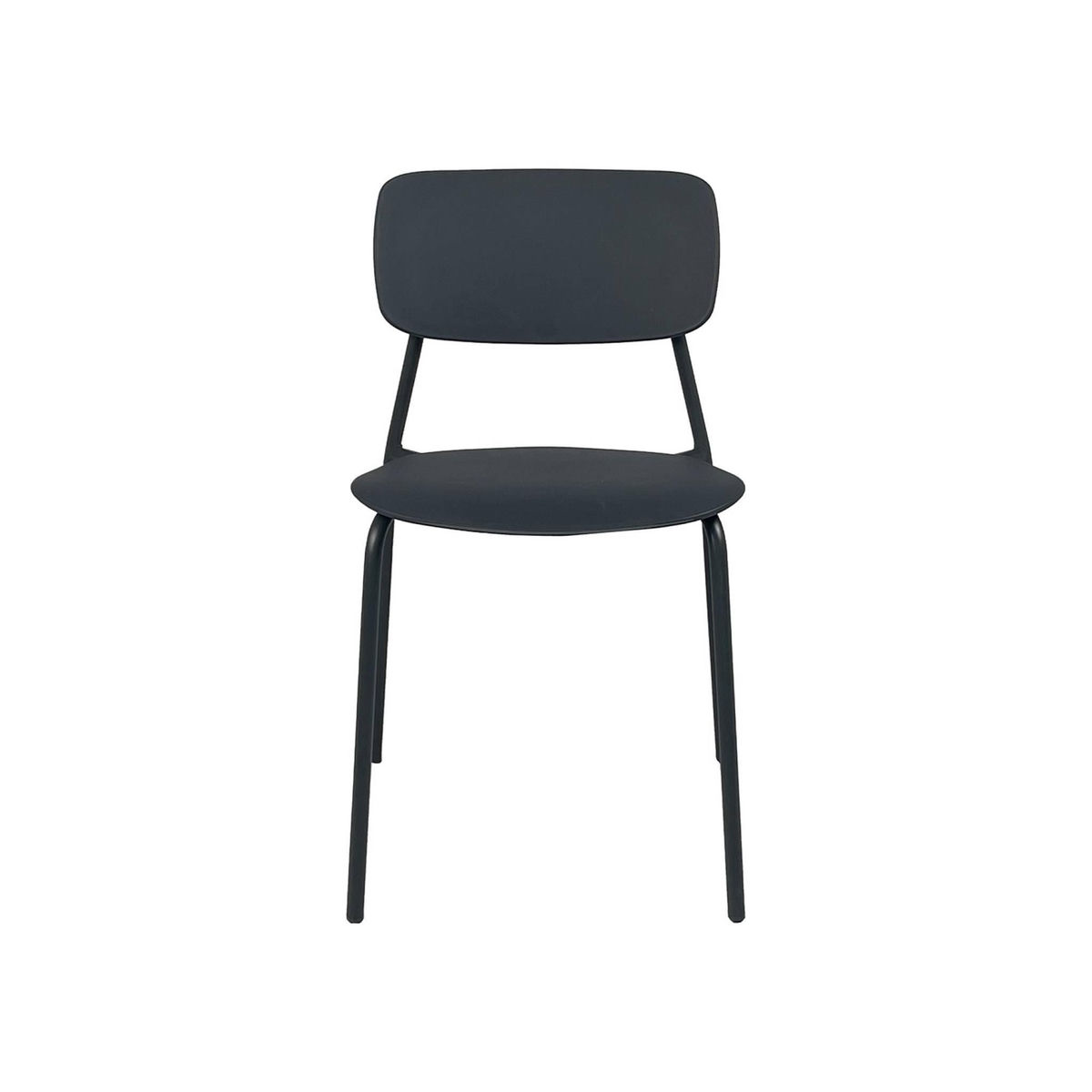 SWEEEK Lot de 4 chaises de jardin empilables acier et plastique anthracite - Liva