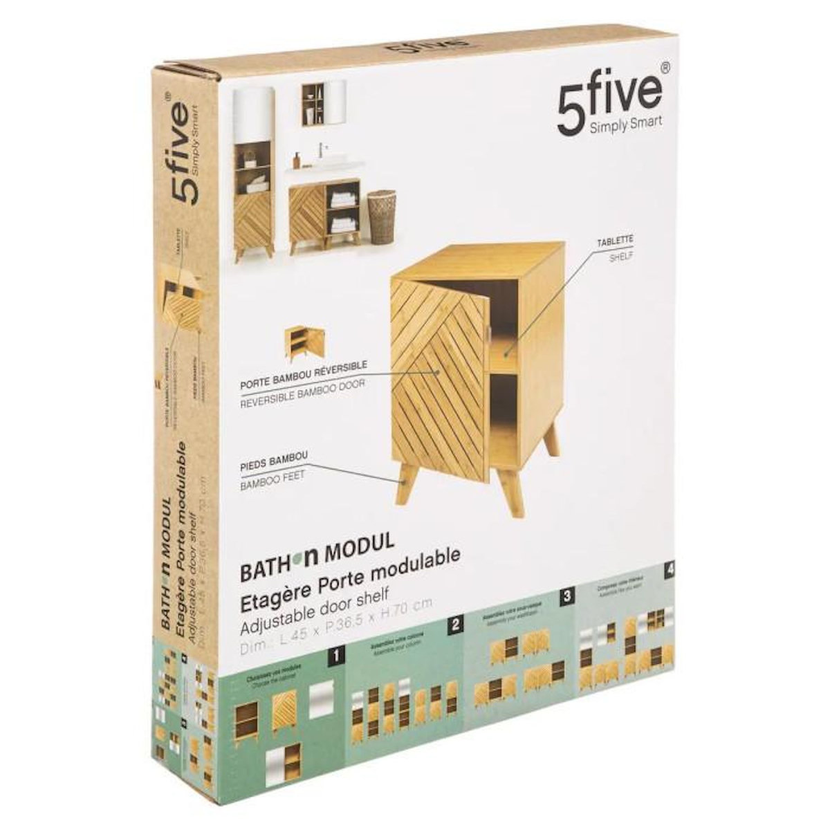 FIVE Étagère 1 Porte Bambou  Bathnm  70cm Naturel