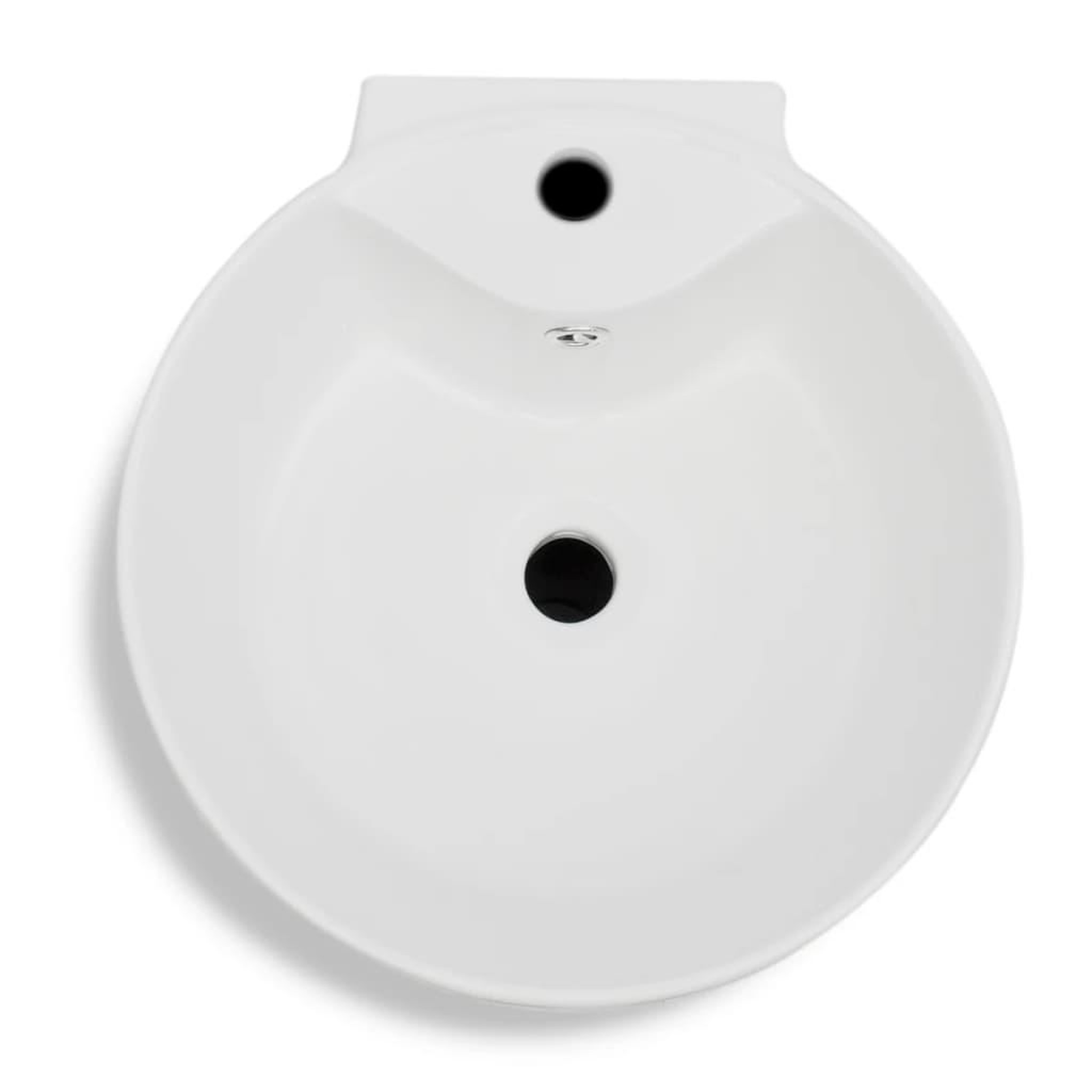 Voir la diapositive 5 : VIDAXL Vasque a trou de trop-plein/robinet ceramique Blanc pour salle de bain