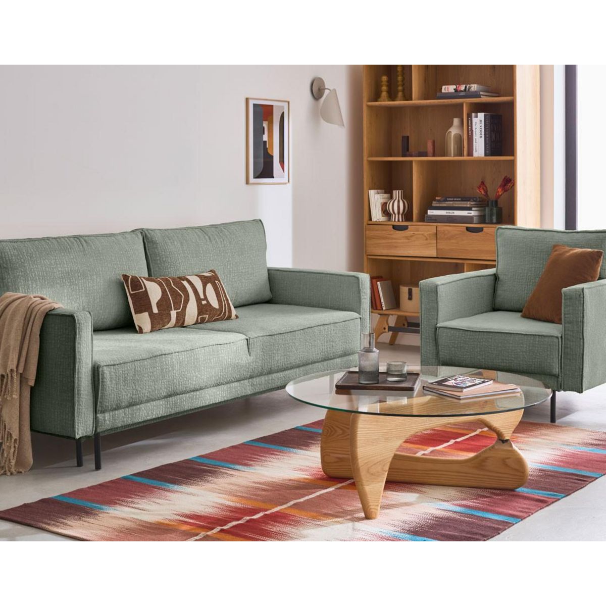 LISA DESIGN Charlie - canapé droit 3 places - convertible avec coffre - en tissu velours relief