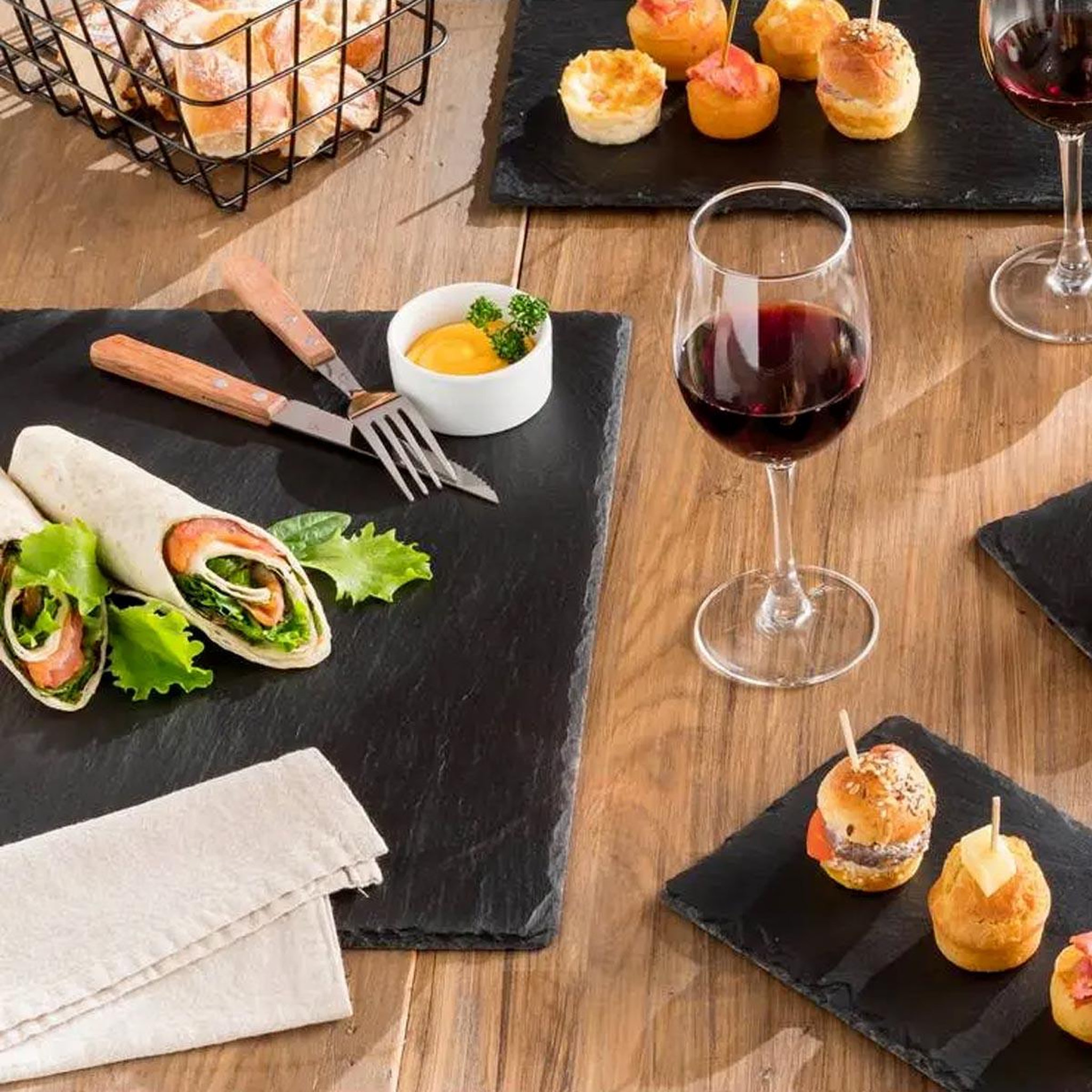 Voir la diapositive 3 : SECRET DE GOURMET Assiette de Présentation  Ardoise  40cm Gris