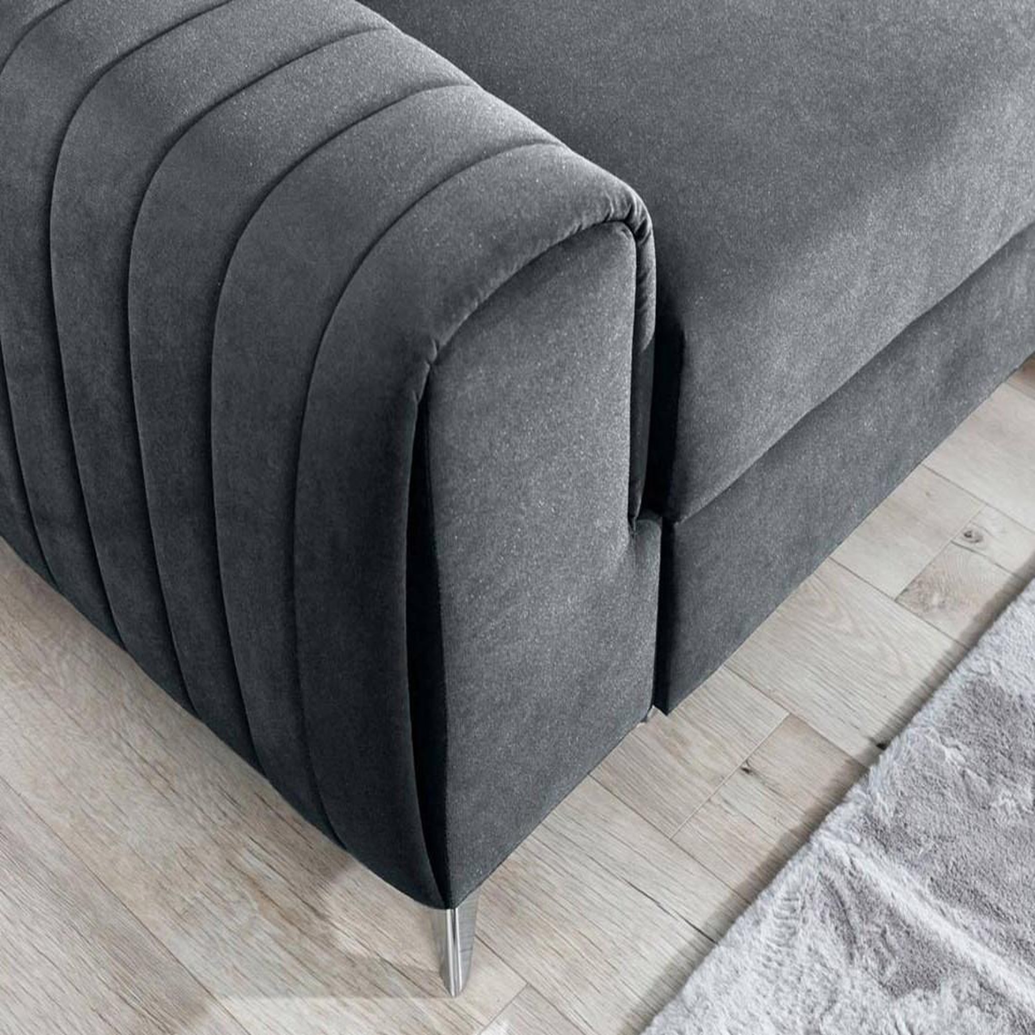 Voir la diapositive 3 : BEST MOBILIER Talisay - canapé d'angle droit - 5 places - convertible avec coffre - en velours