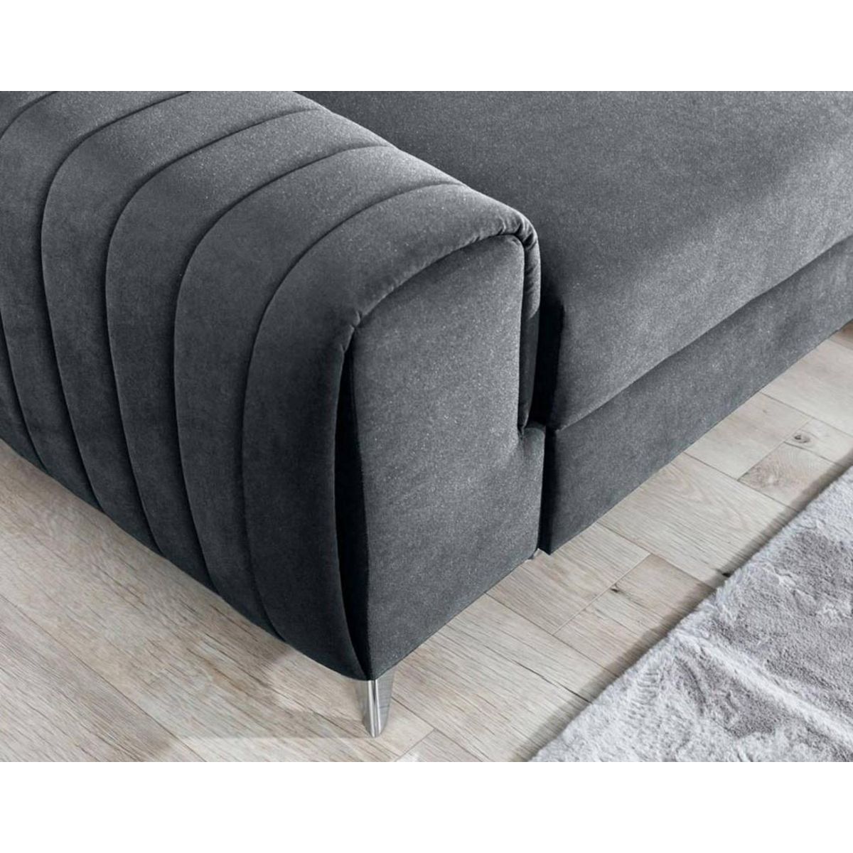 BEST MOBILIER Talisay - canapé d'angle droit - 5 places - convertible avec coffre - en velours