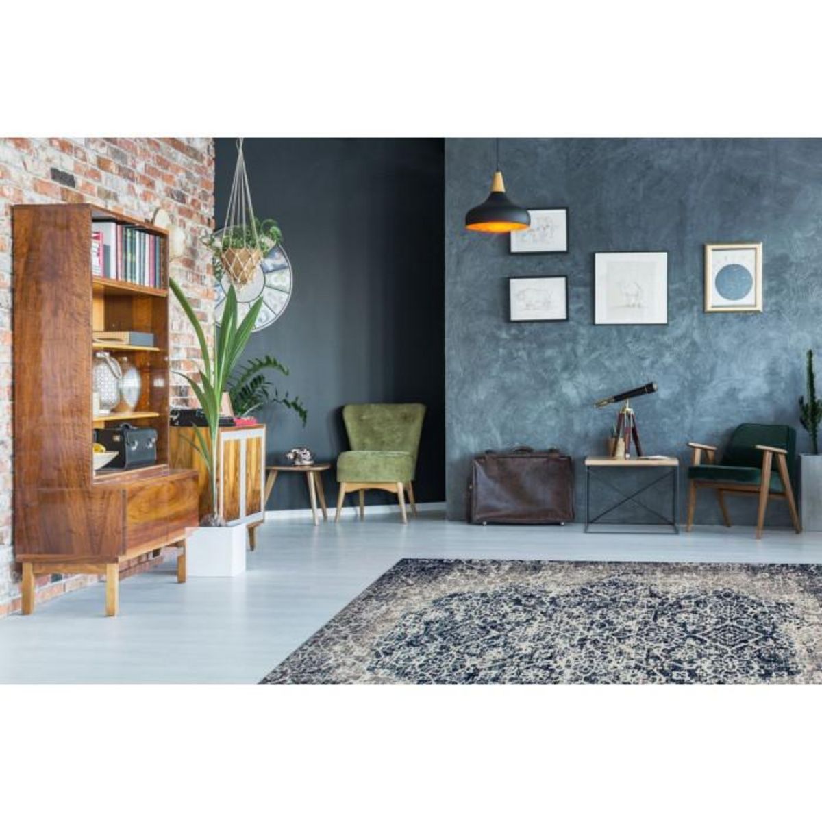 Paris Prix Tapis Imprimé Jacquard  River  Gris