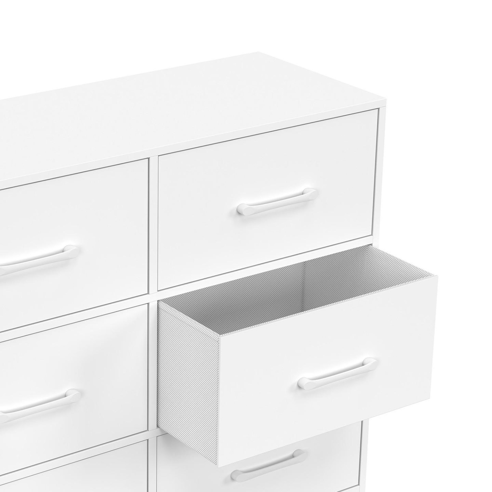 Voir la diapositive 6 : ID MARKET Commode 6 tiroirs en tissu uppah 80 cm meuble de rangement bois blanc