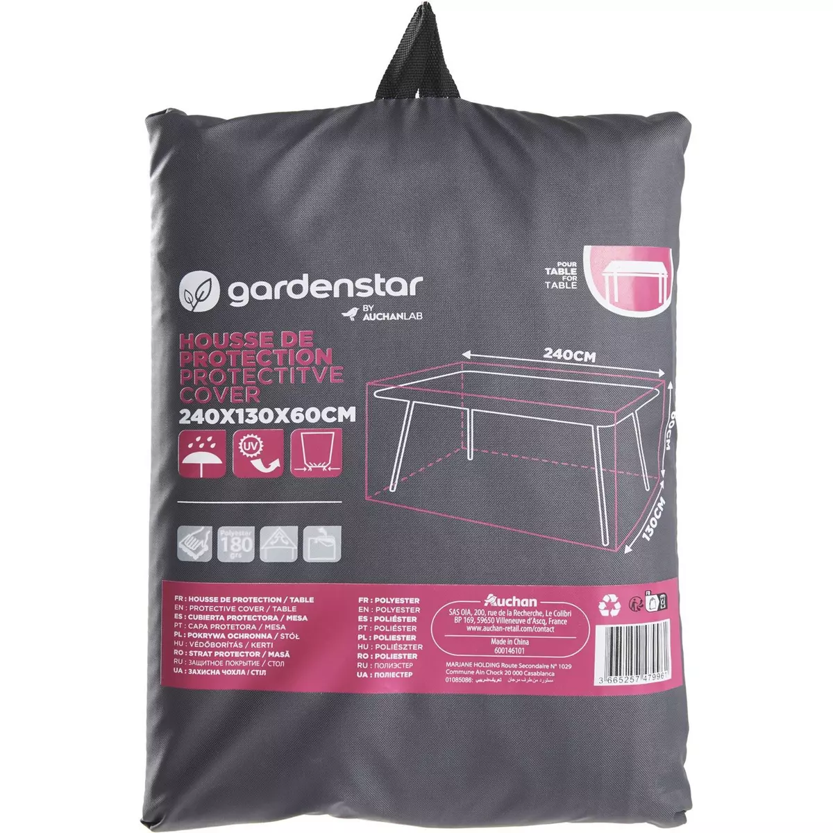 GARDENSTAR Housse de protection Table - Polyester - 240x130x60cm
